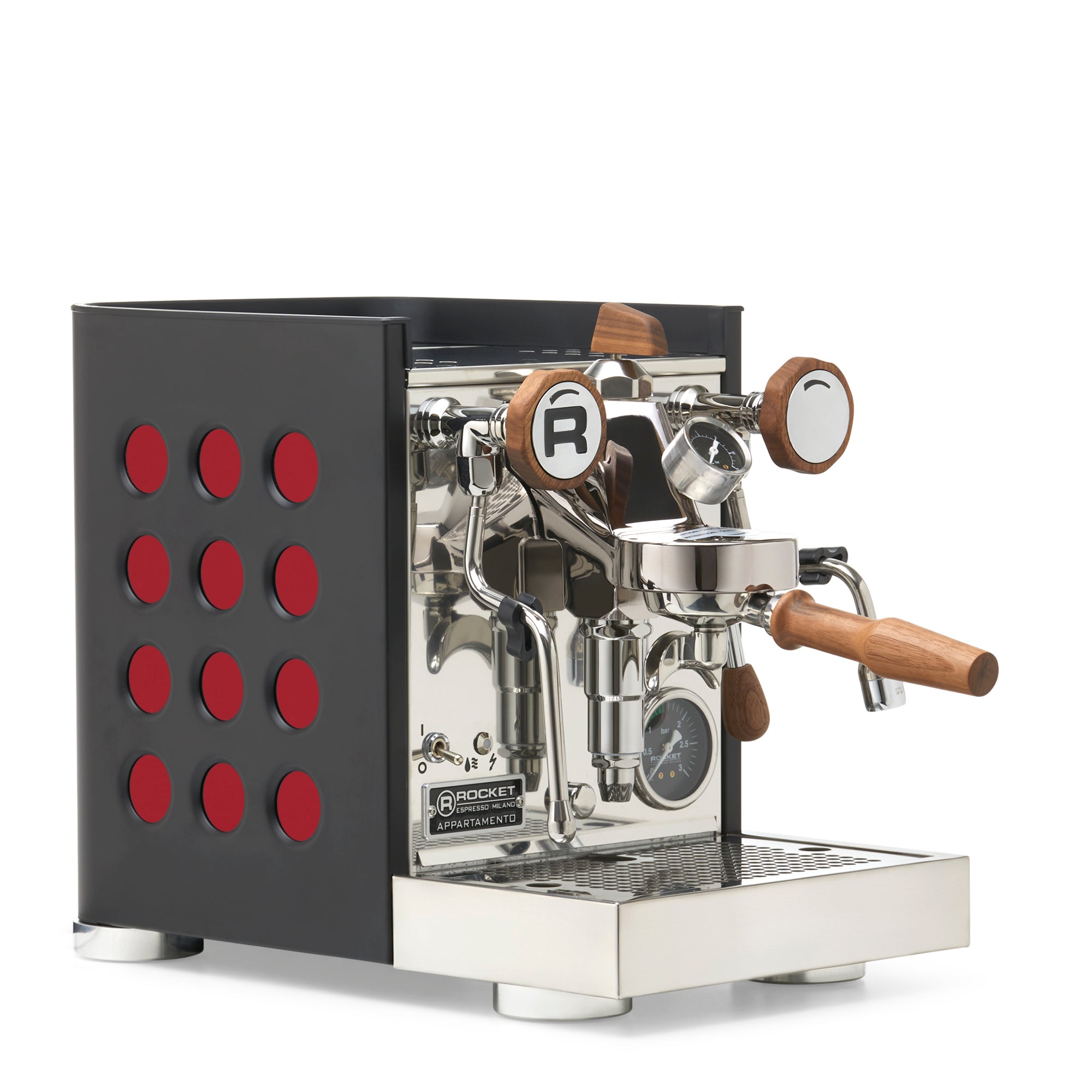 Rocket Espresso Appartamento TCA Espresso Machine - Black with Black Stripe – Ruby / Walnut / Flow Paddle