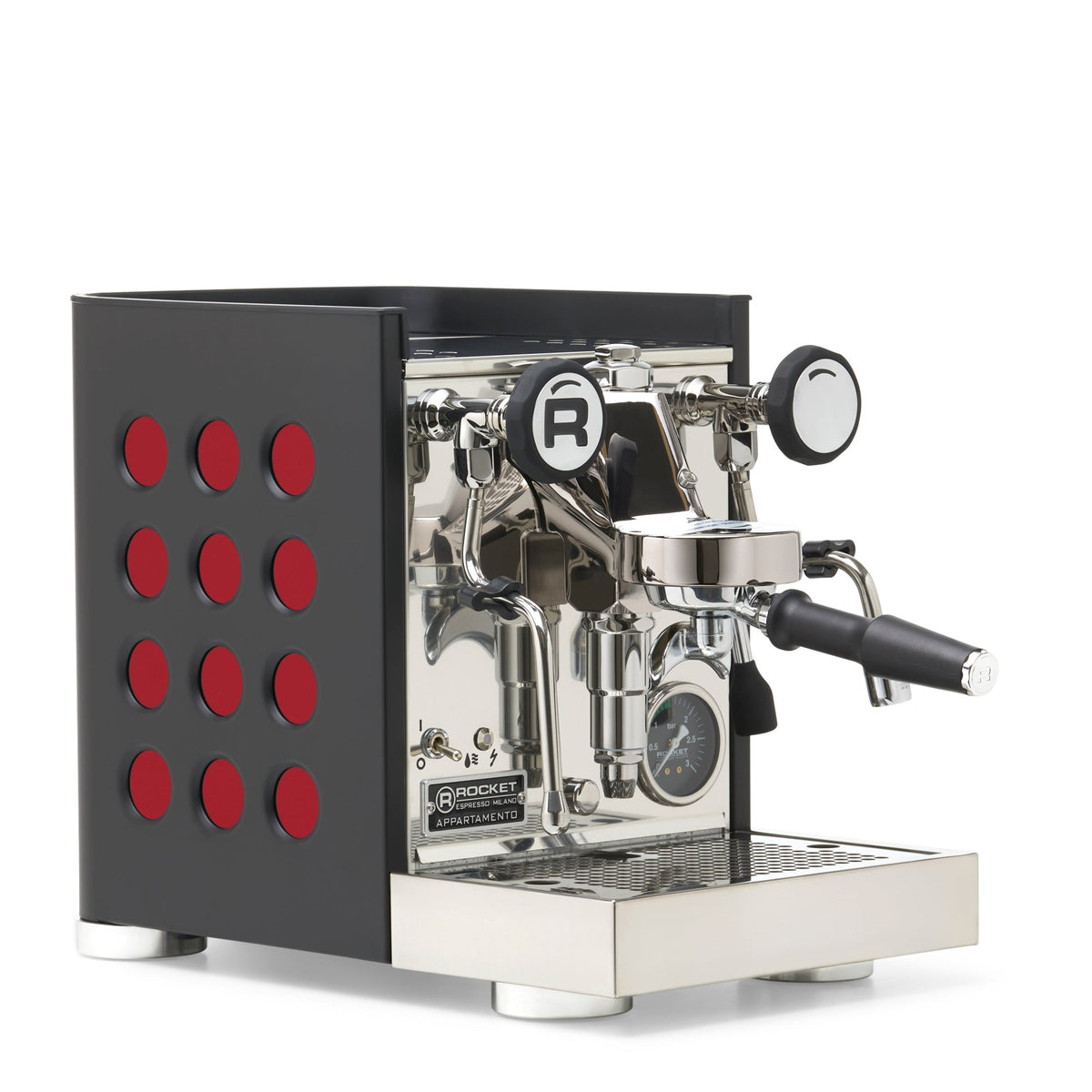 Rocket Espresso Appartamento TCA Espresso Machine - Black with Black Stripe – Ruby / No Accents / No Flow Control