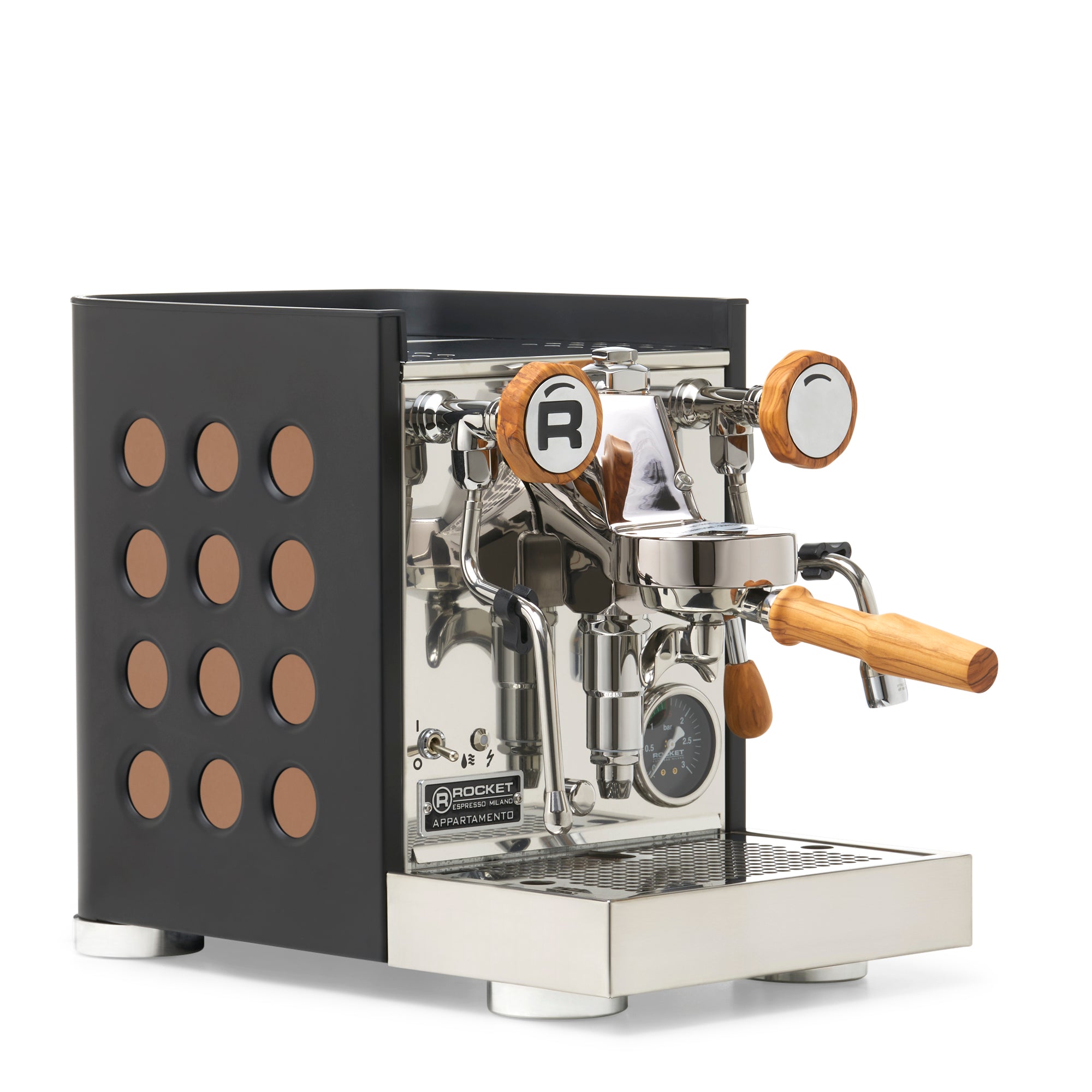 Rocket Espresso Appartamento TCA Espresso Machine - Copper – Black / Olive Wood / No Flow Control