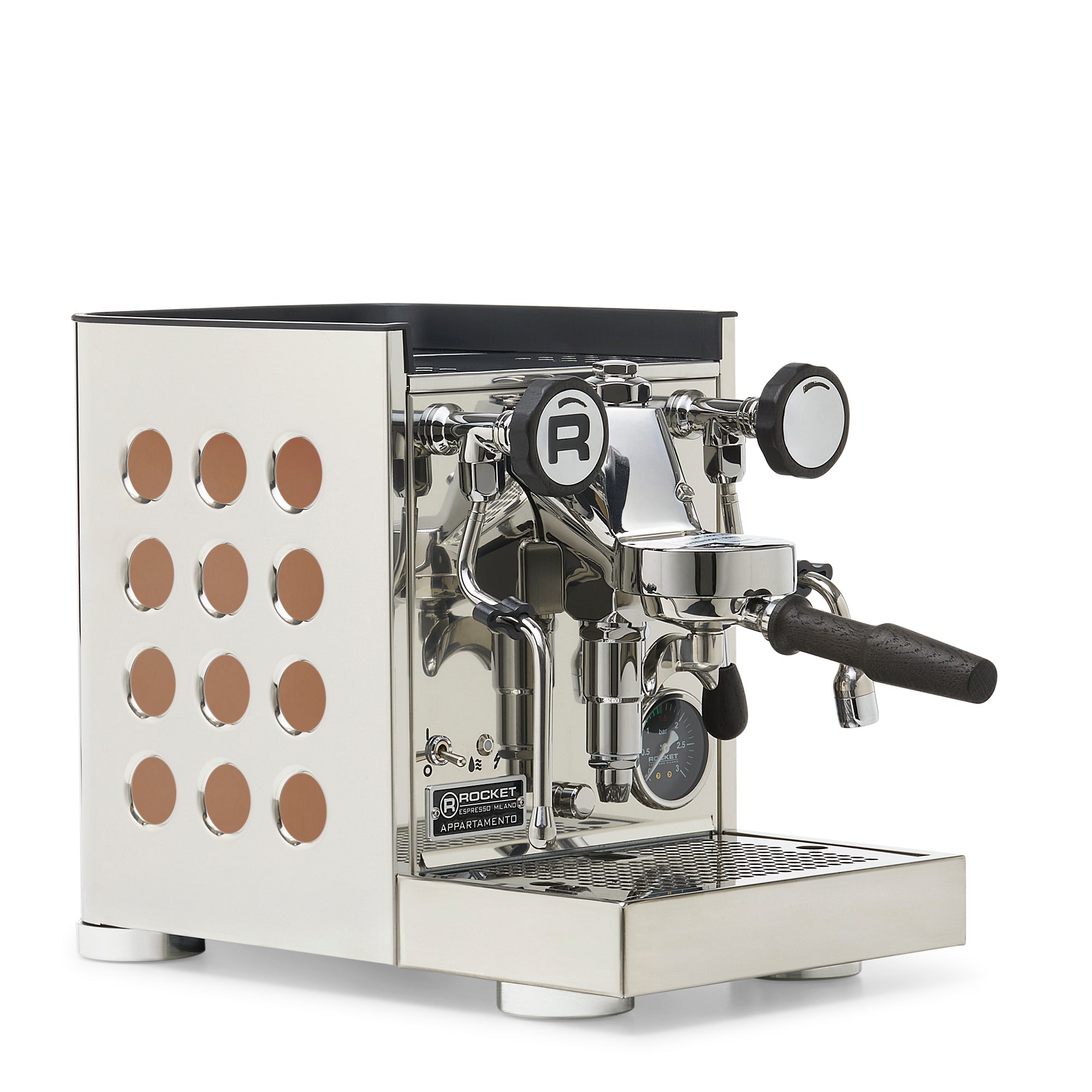 Rocket Espresso Appartamento TCA Espresso Machine - Copper – Stainless Steel / Blackened Oak / No Flow Control