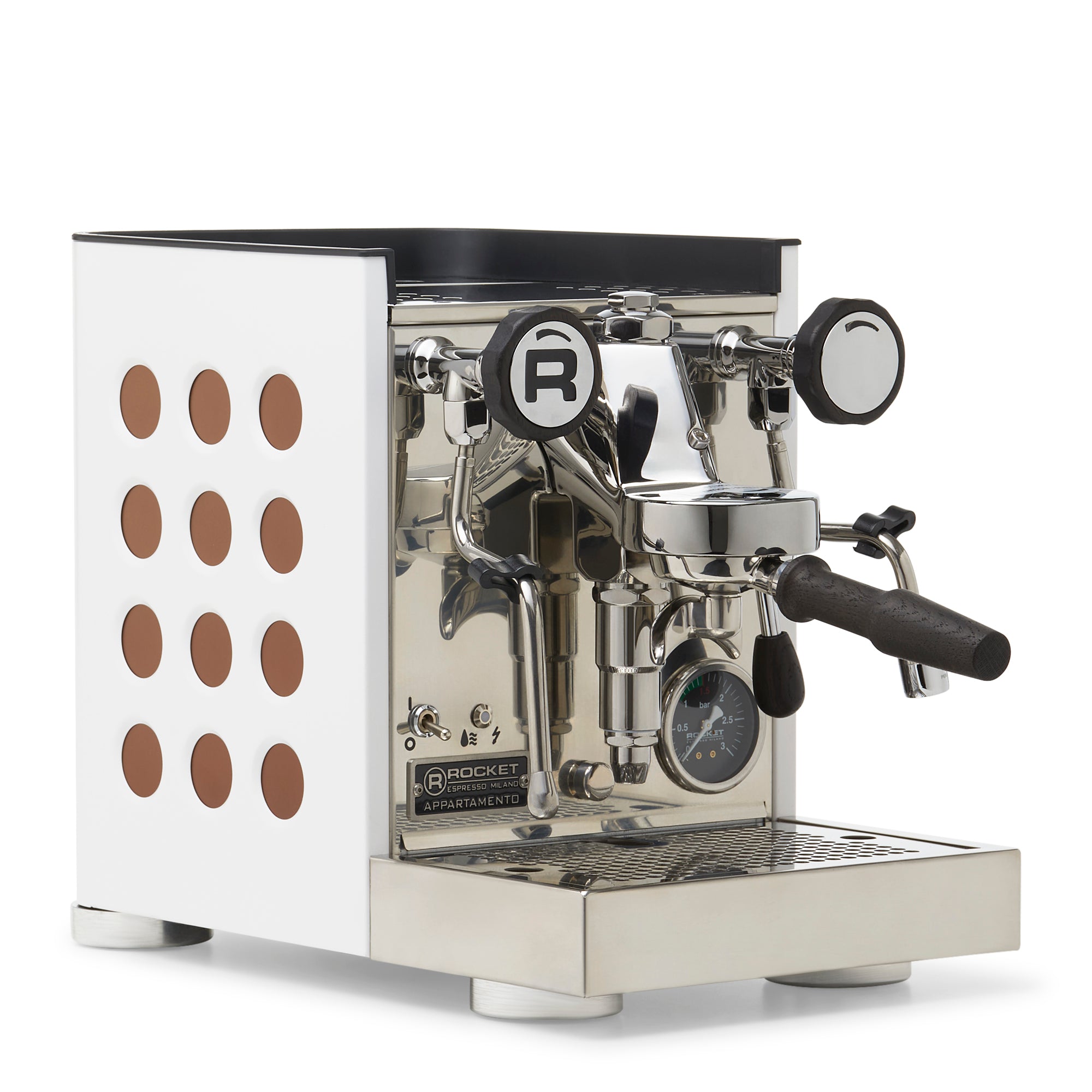 Rocket Espresso Appartamento TCA Espresso Machine - Copper – White / Blackened Oak / No Flow Control