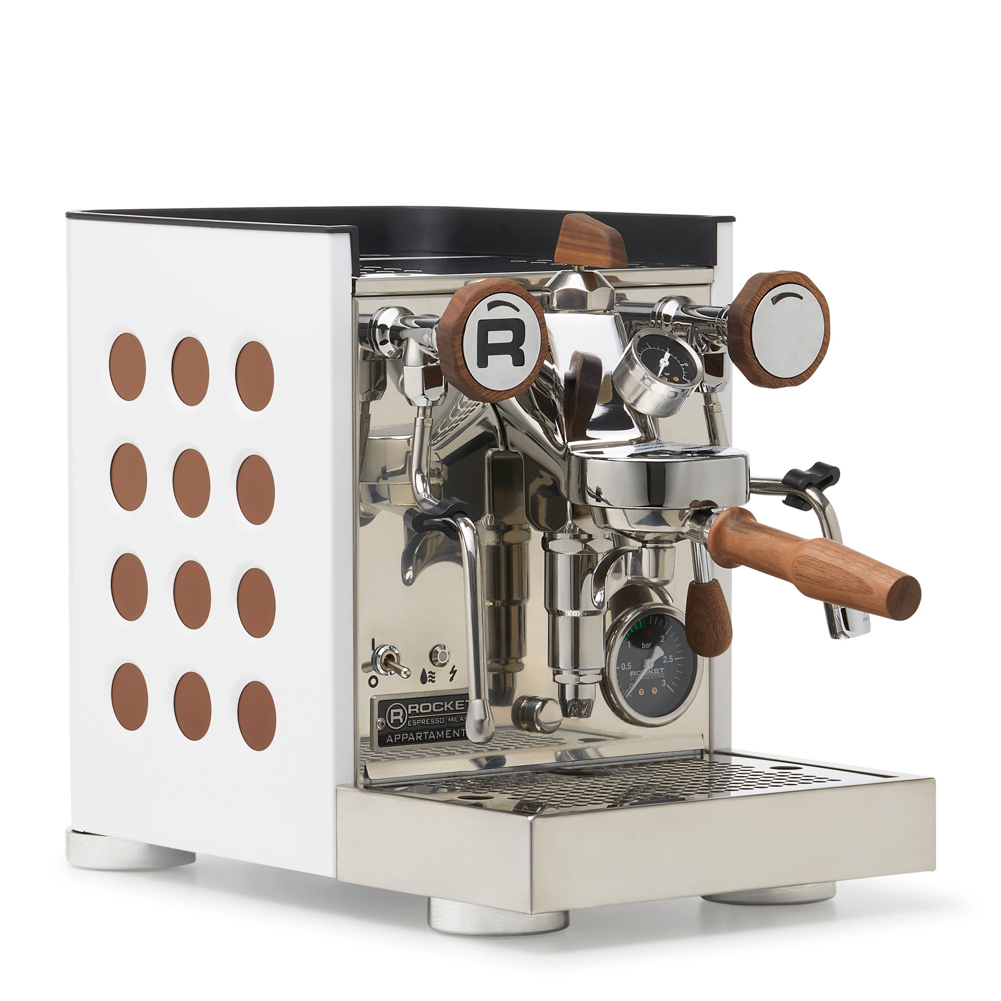 Rocket Espresso Appartamento TCA Espresso Machine - Copper – White / Walnut / Flow Paddle