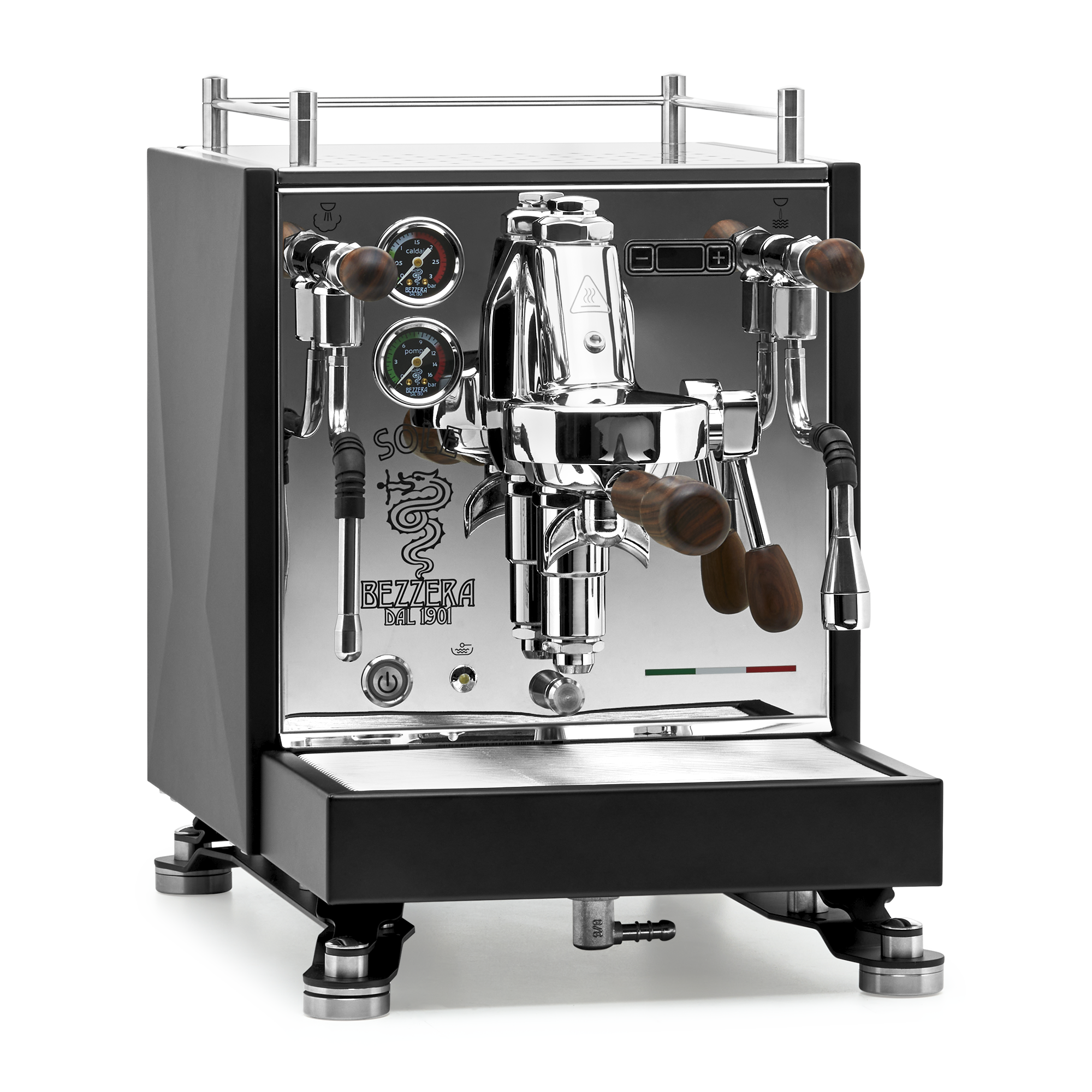 Bezzera Sole Espresso Machine – Matte Black / Rosewood / No Flow Control