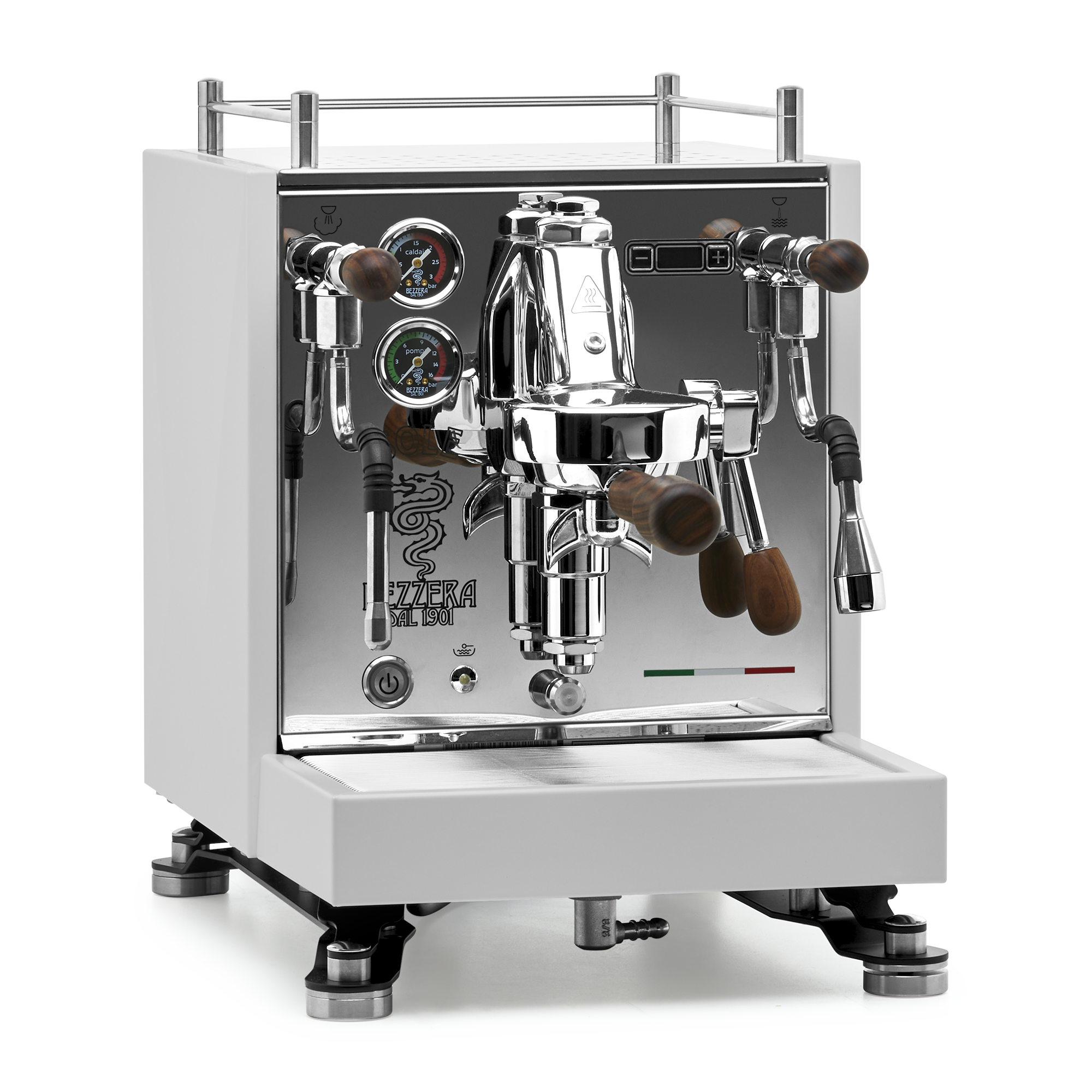 Bezzera Sole Espresso Machine – Matte White / Rosewood / No Flow Control