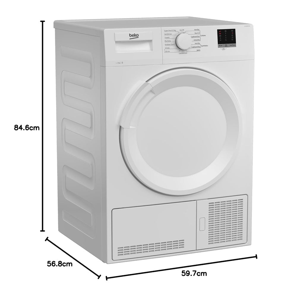 Beko DTLCE80051W 8kg Condenser Tumble Dryer with Sensor Programmes White – image 5 of 8