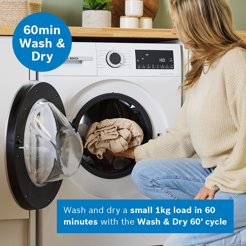 Bosch WNG25401GB Series 6 Freestanding Washer Dryer 10.5+6kg 1400 Spin White – image 8 of 15