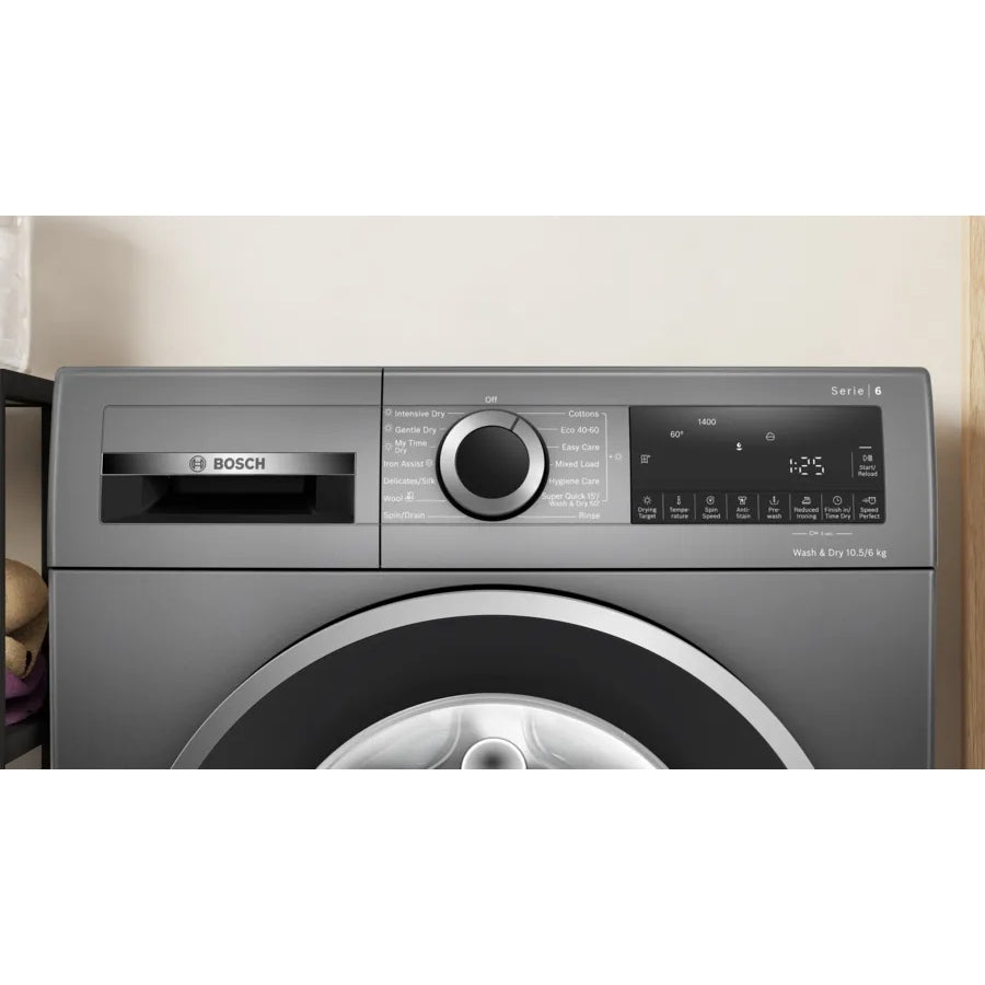 Bosch WNG254R1GB Series 6 Freestanding Washer Dryer 10.5+6kg 1400 Spin Graphite – image 2 of 7