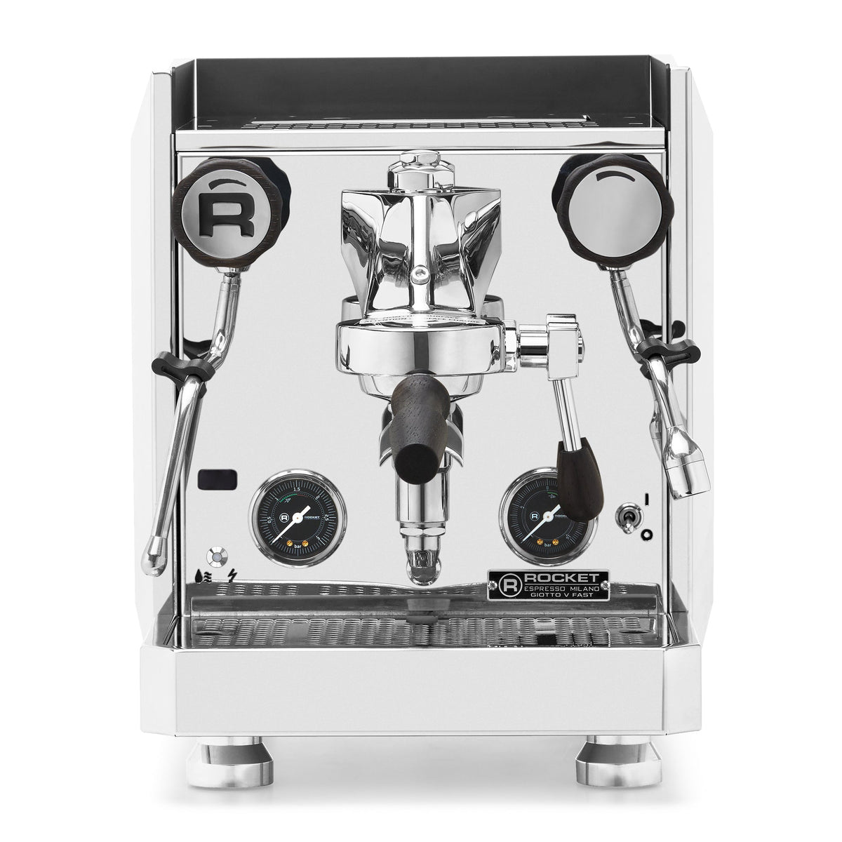 Rocket Espresso Giotto FAST V Espresso Machine – Stainless Steel / Blackened Oak / No Flow Control