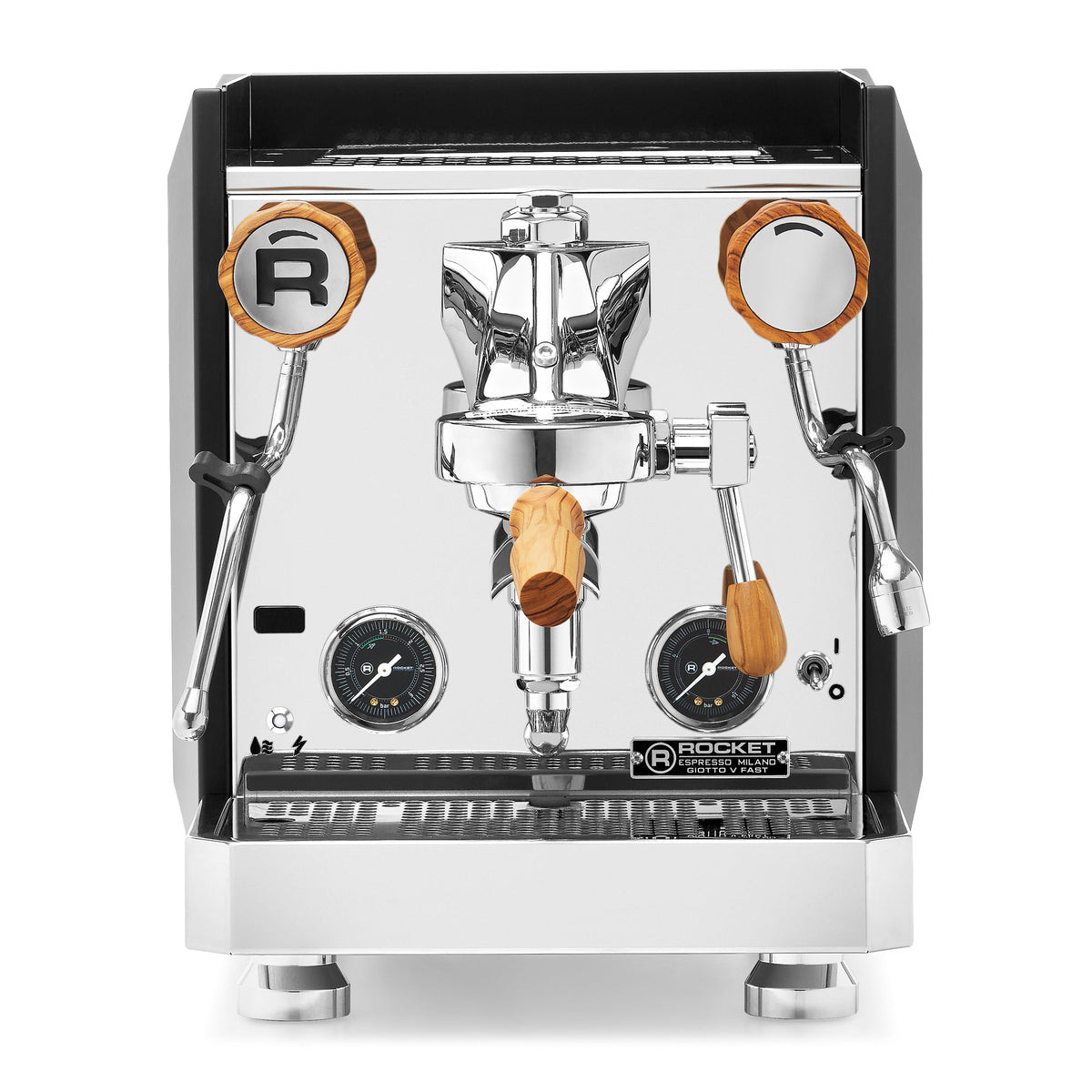 Rocket Espresso Giotto FAST V Espresso Machine – Black / Olive Wood / No Flow Control