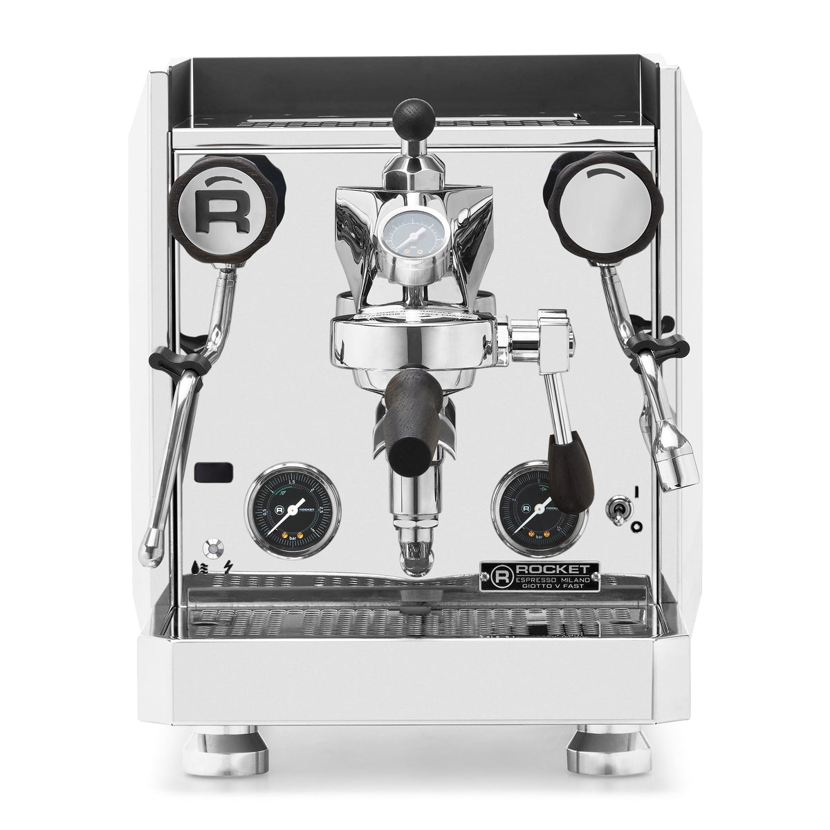 Rocket Espresso Giotto FAST V Espresso Machine – Stainless Steel / Blackened Oak / Flow Control