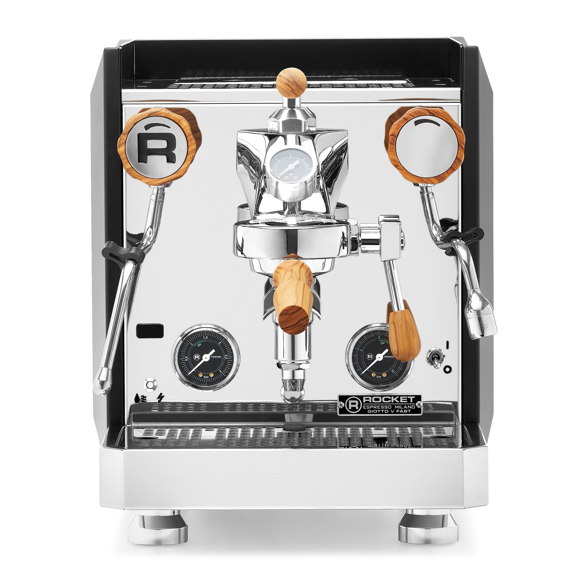 Rocket Espresso Giotto FAST V Espresso Machine – Black / Olive Wood / Flow Control