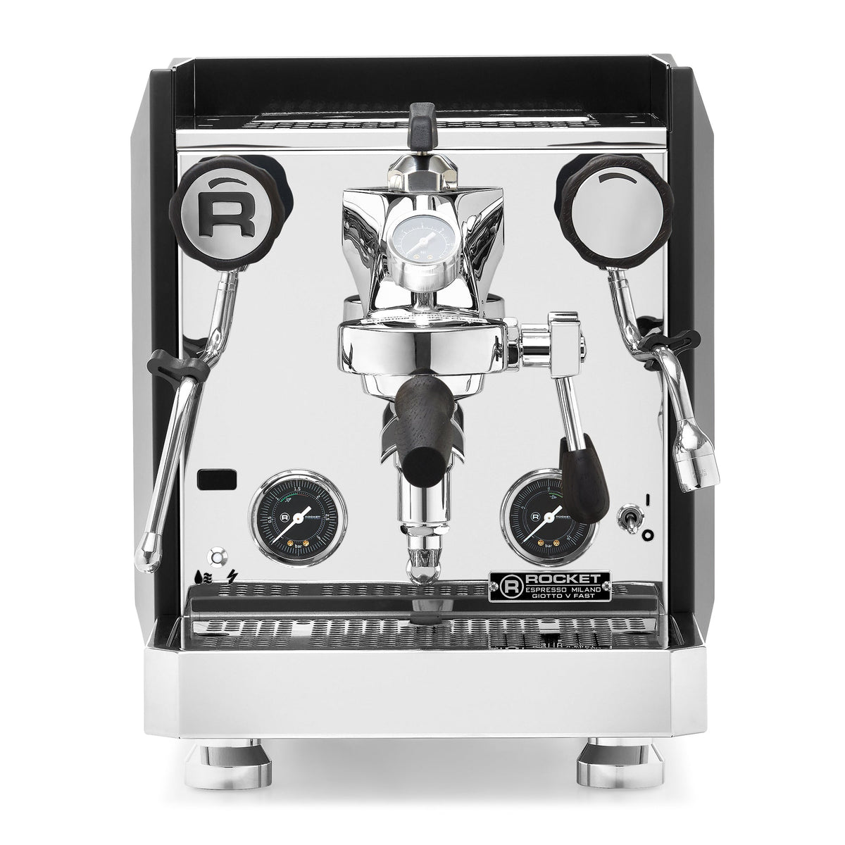 Rocket Espresso Giotto FAST V Espresso Machine – Black / Blackened Oak / Flow Paddle