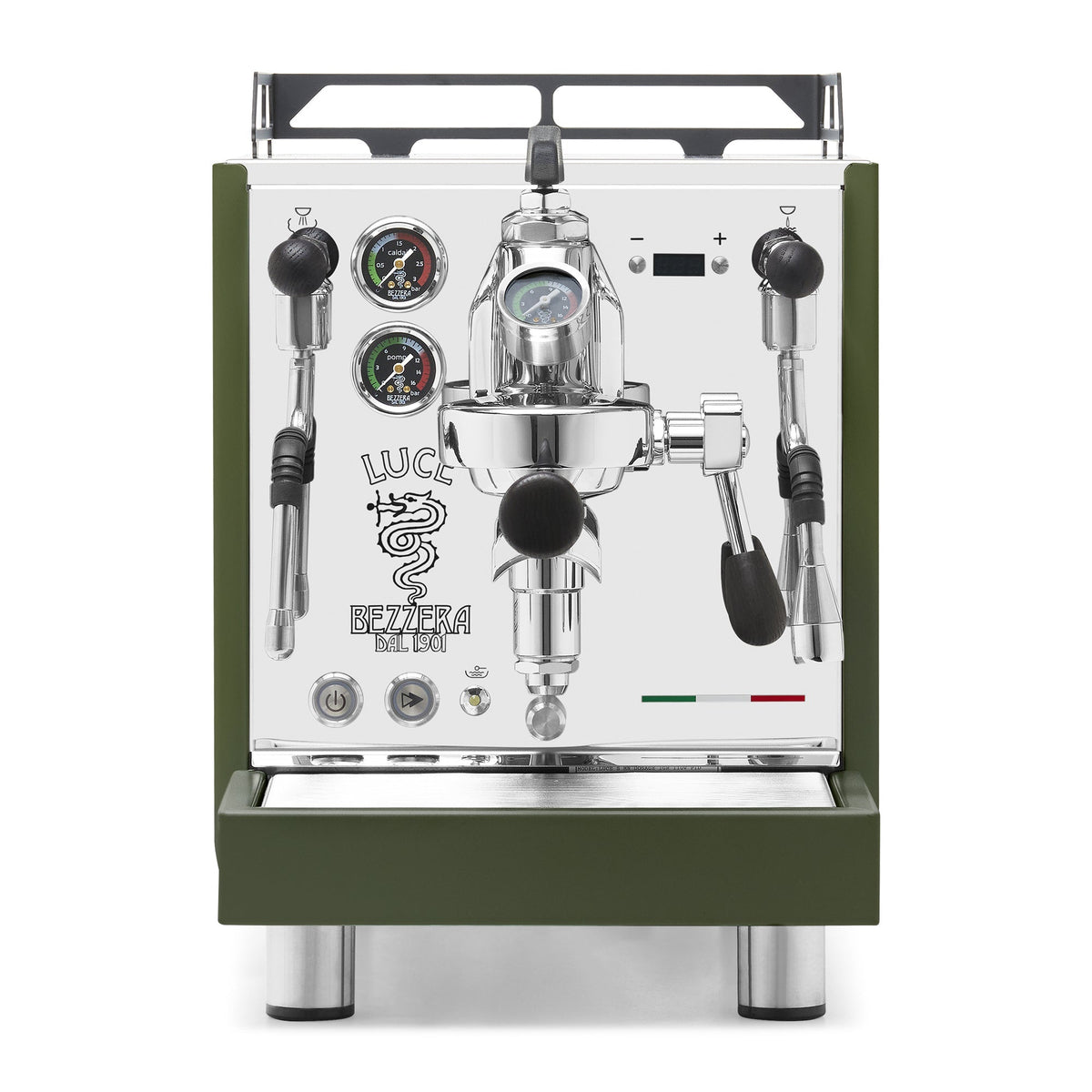 Bezzera LUCE S PID Fast Heating Espresso Machine – Green / Blackened Oak / Flow Paddle