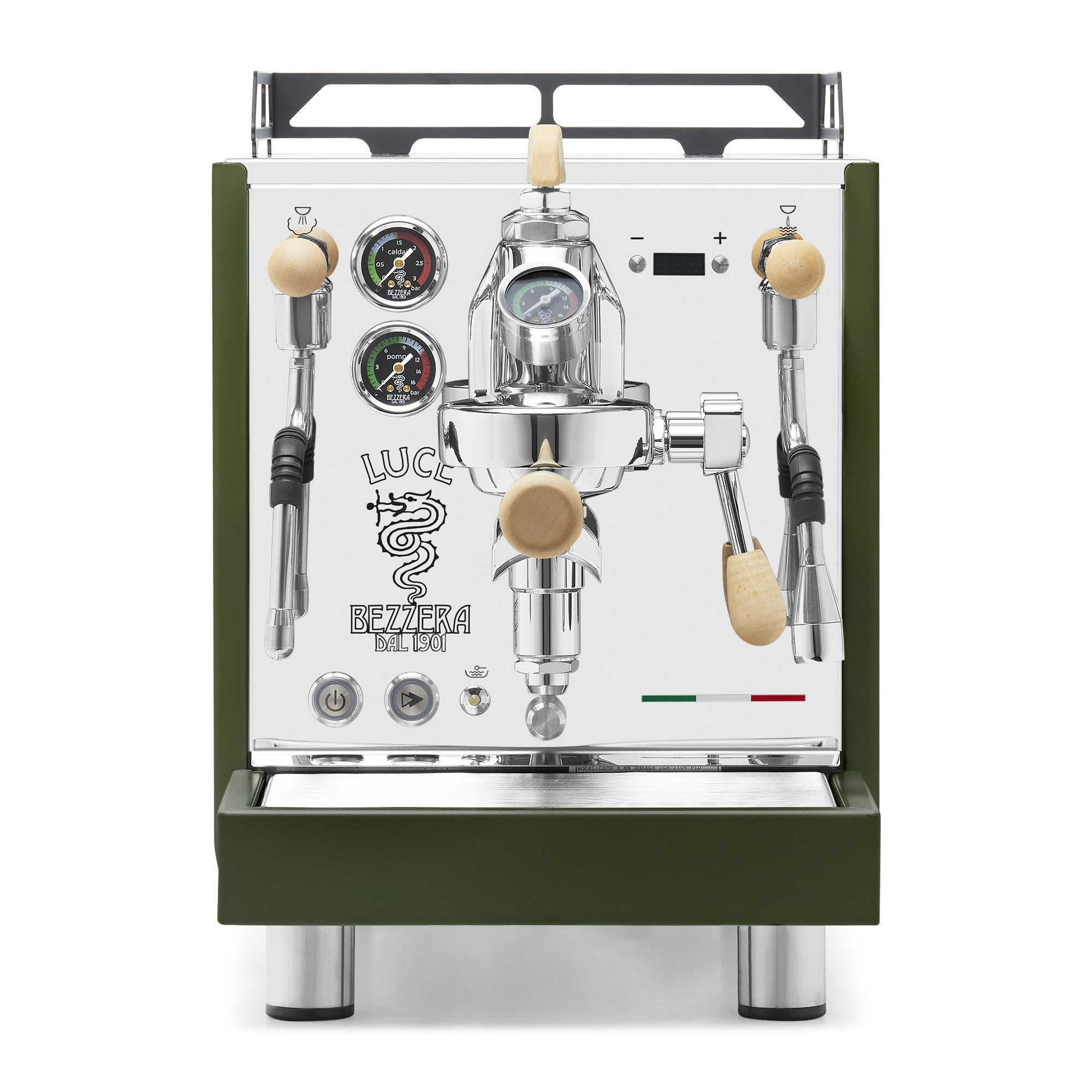 Bezzera LUCE S PID Fast Heating Espresso Machine – Green / Tiger Maple / Flow Paddle