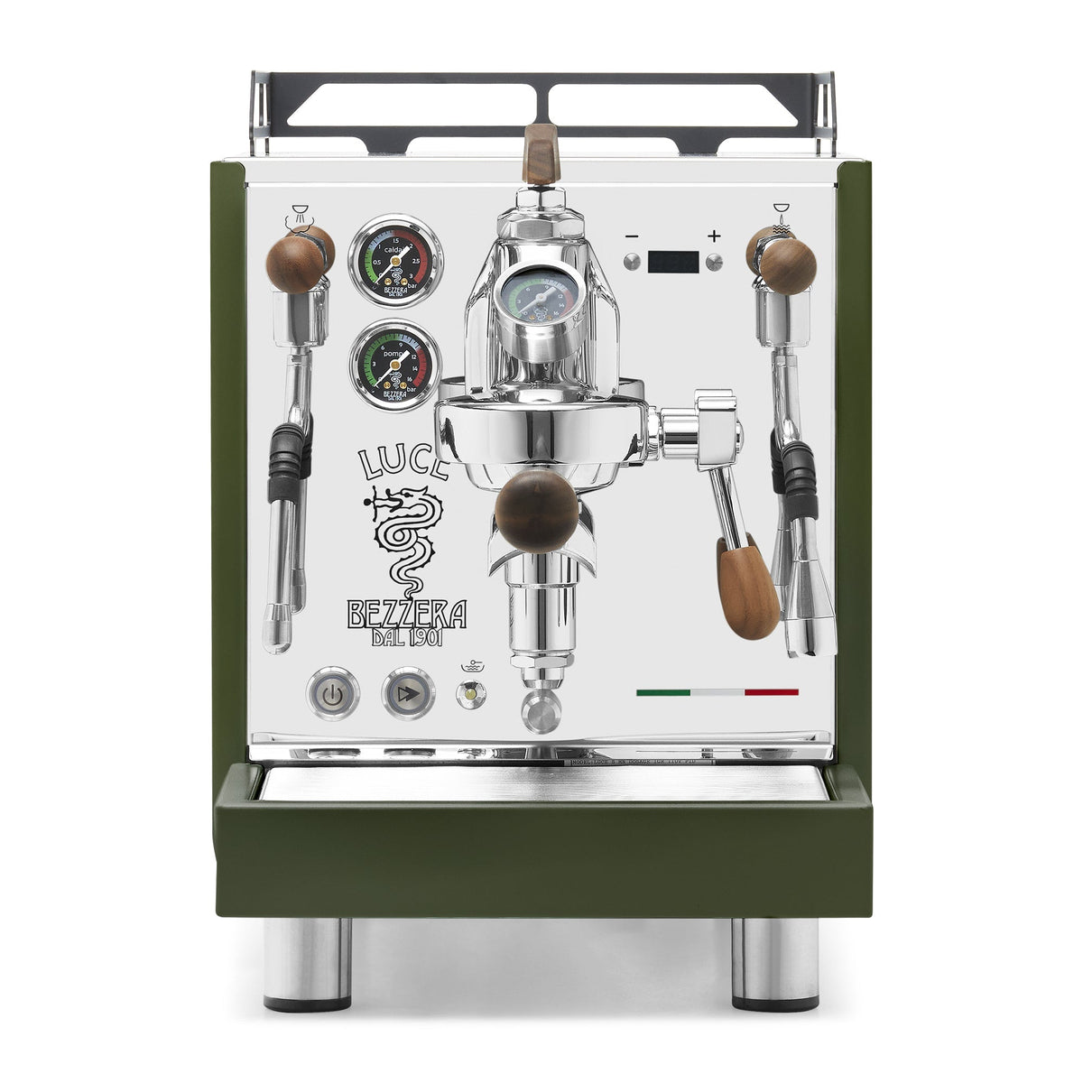 Bezzera LUCE S PID Fast Heating Espresso Machine – Green / Walnut / Flow Paddle