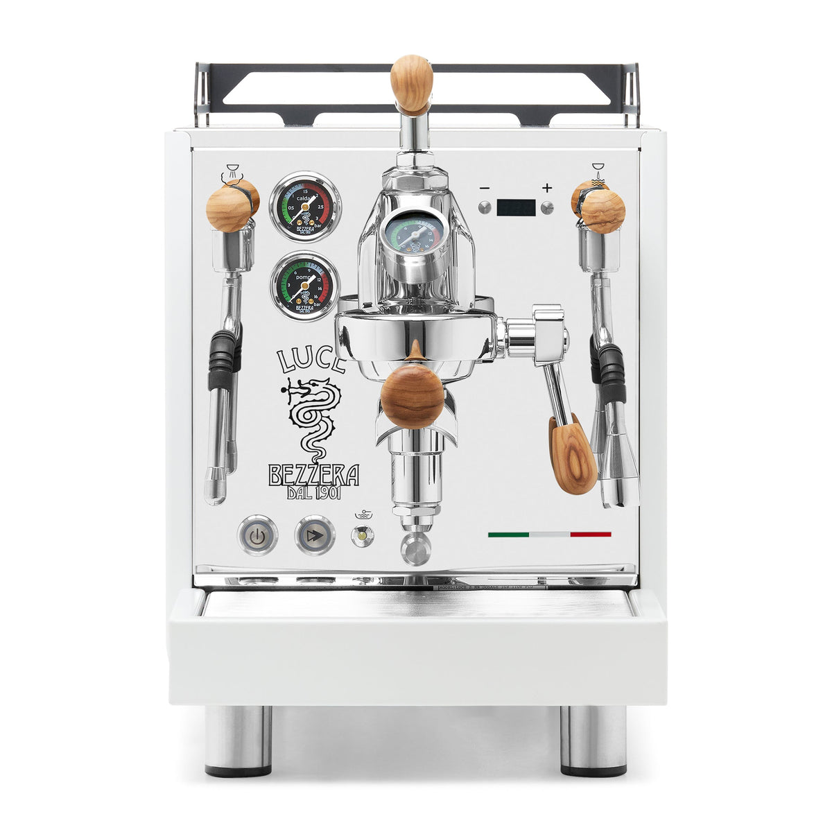 Bezzera LUCE S PID Fast Heating Espresso Machine – White / Olive Wood / Flow Control