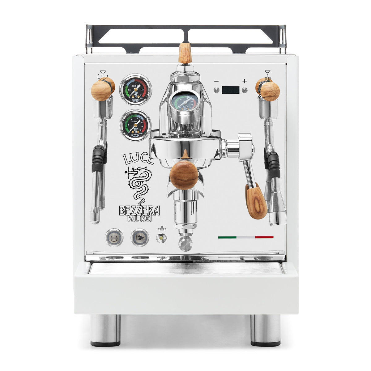 Bezzera LUCE S PID Fast Heating Espresso Machine – White / Olive Wood / Flow Paddle