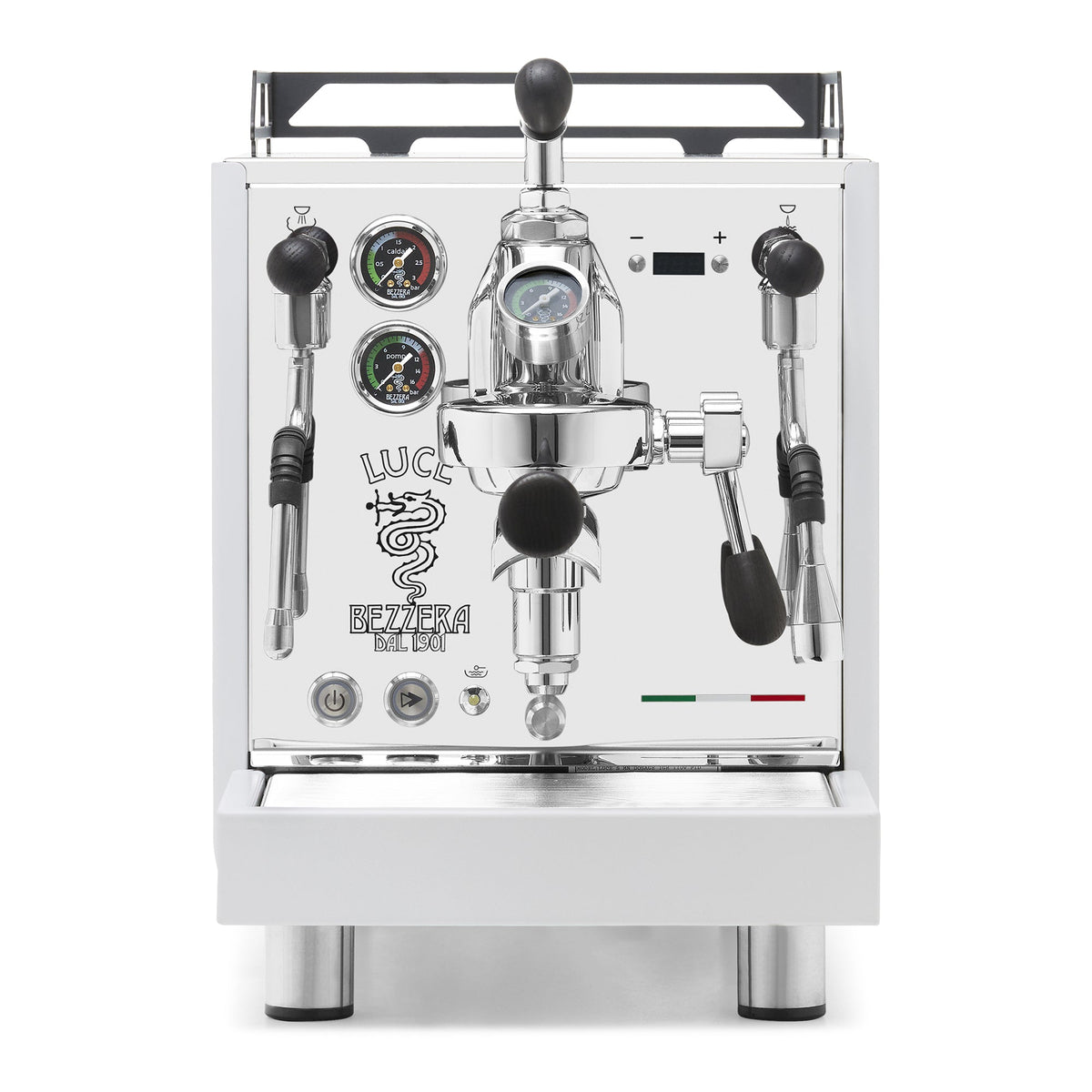 Bezzera LUCE S PID Fast Heating Espresso Machine – Polished Steel / Blackened Oak / Flow Control