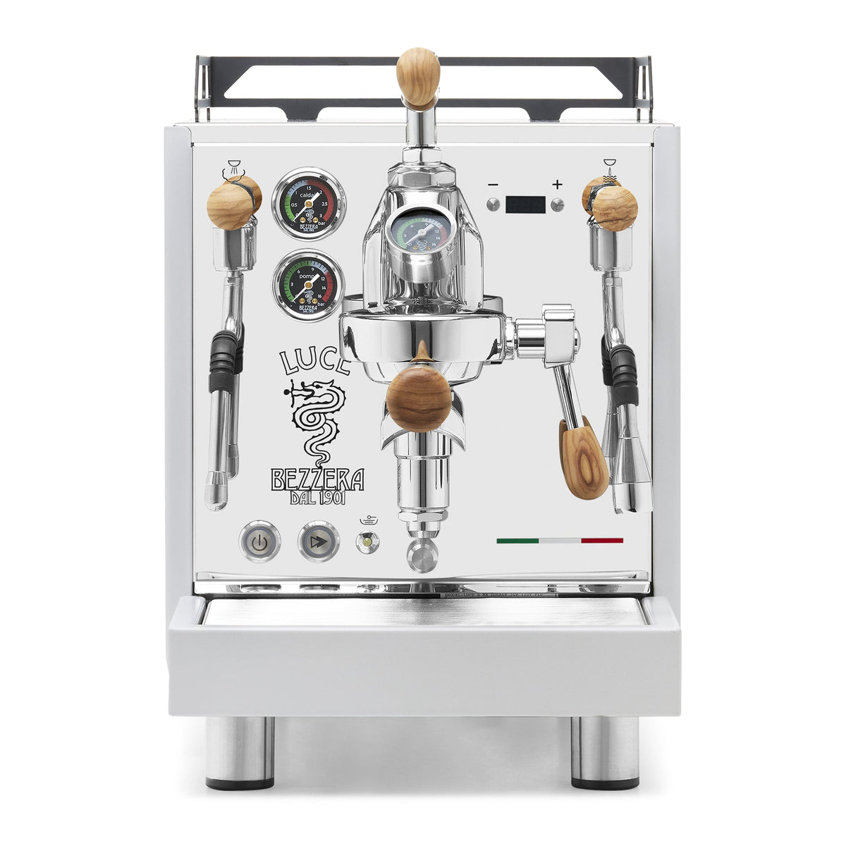 Bezzera LUCE S PID Fast Heating Espresso Machine – Polished Steel / Olive Wood / Flow Control