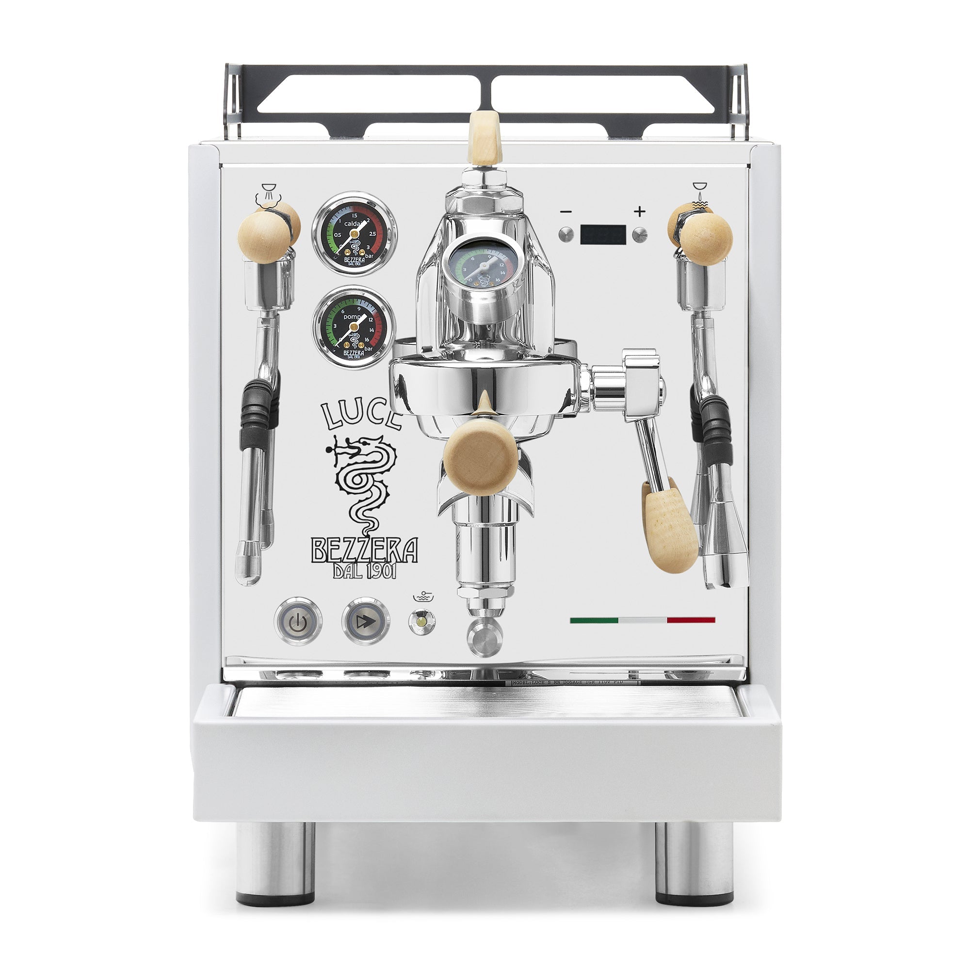 Bezzera LUCE S PID Fast Heating Espresso Machine – Polished Steel / Tiger Maple / Flow Paddle