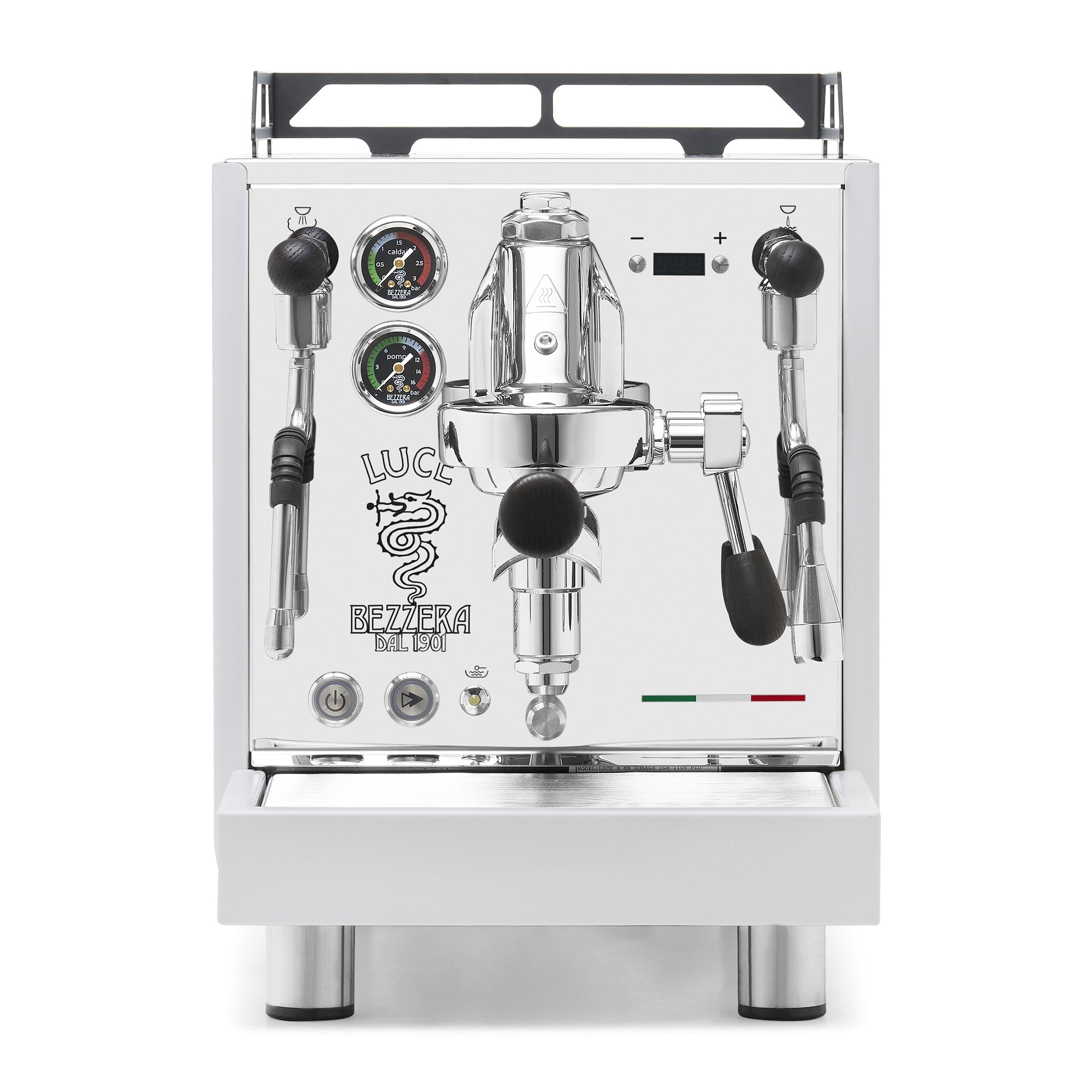 Bezzera LUCE S PID Fast Heating Espresso Machine – Polished Steel / Blackened Oak / No Flow Control