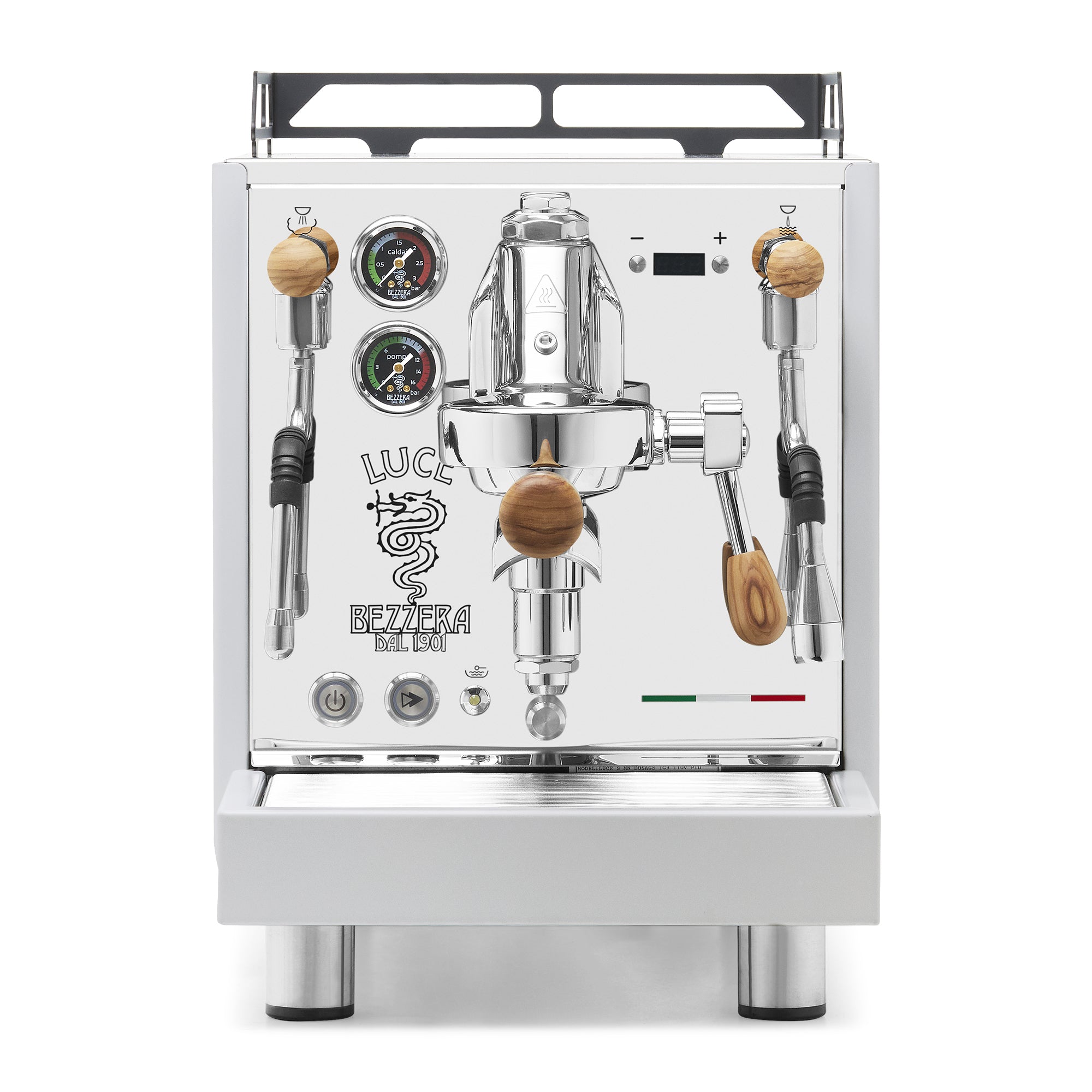 Bezzera LUCE S PID Fast Heating Espresso Machine – Polished Steel / Olive Wood / No Flow Control