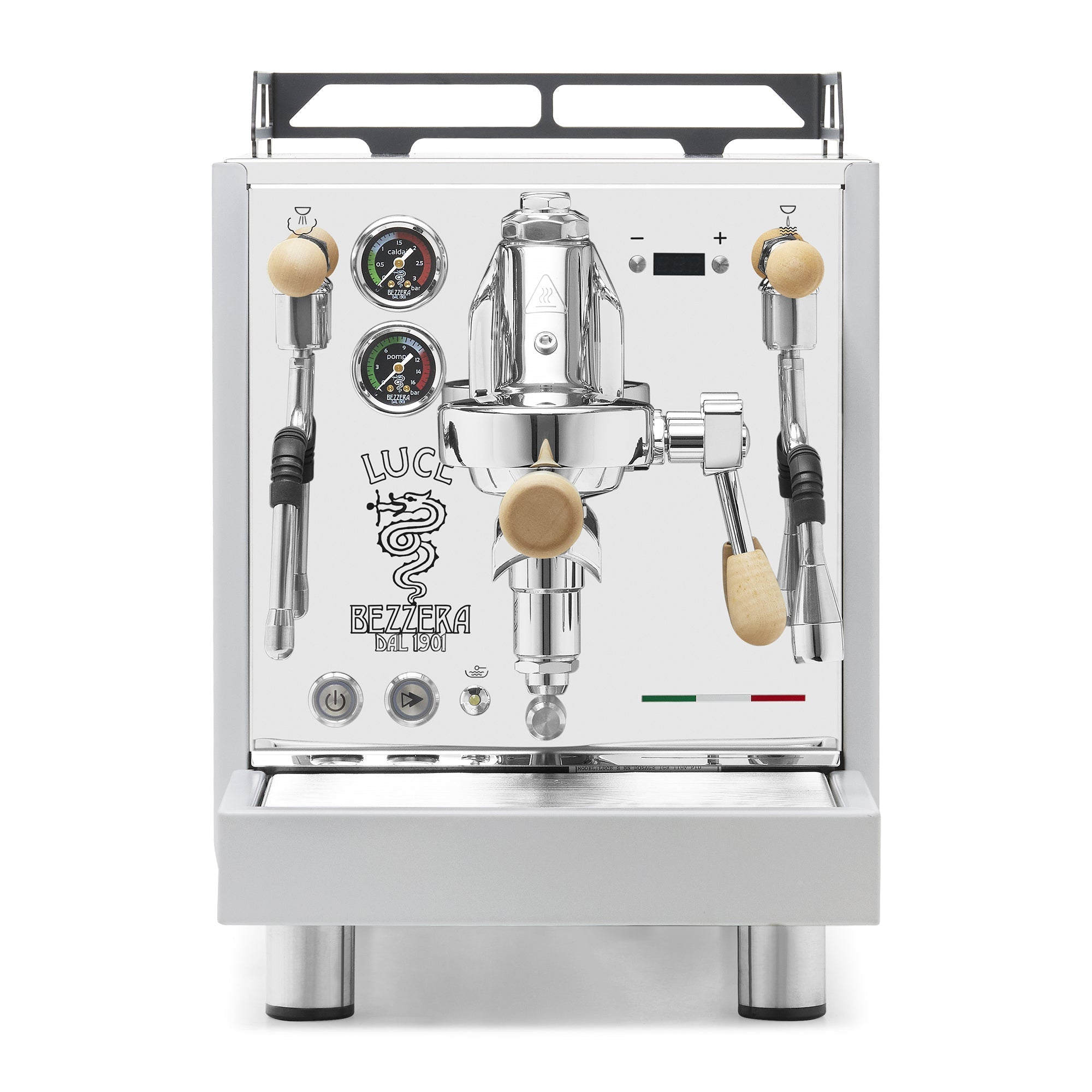 Bezzera LUCE S PID Fast Heating Espresso Machine – Polished Steel / Tiger Maple / No Flow Control