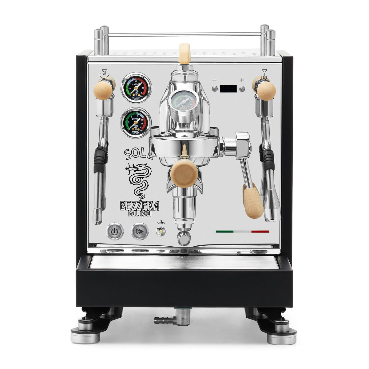 Bezzera SOLE Fast Heating Espresso Machine – Matte Black / Tiger Maple / Flow Paddle