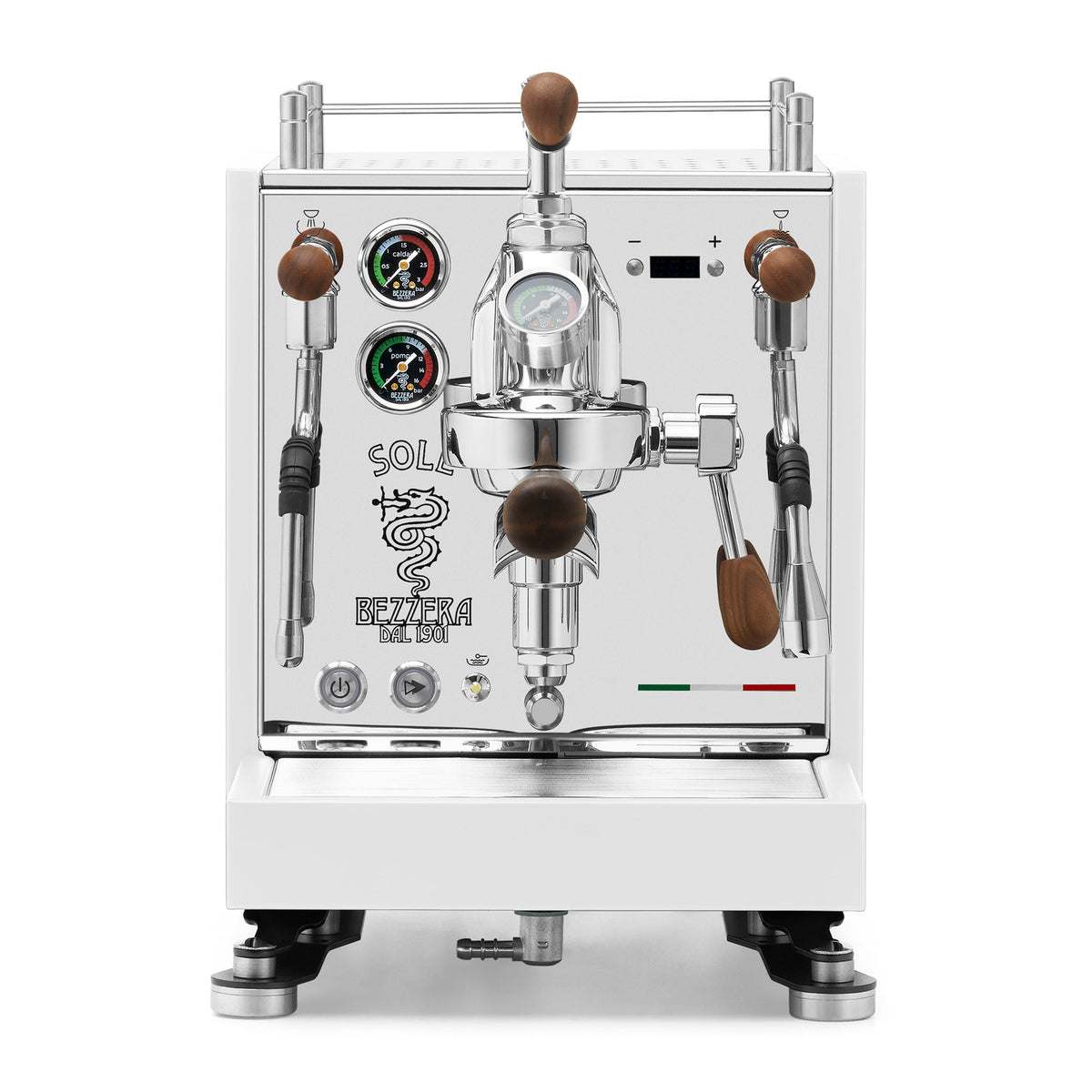 Bezzera SOLE Fast Heating Espresso Machine – Matte White / Walnut / Flow Control