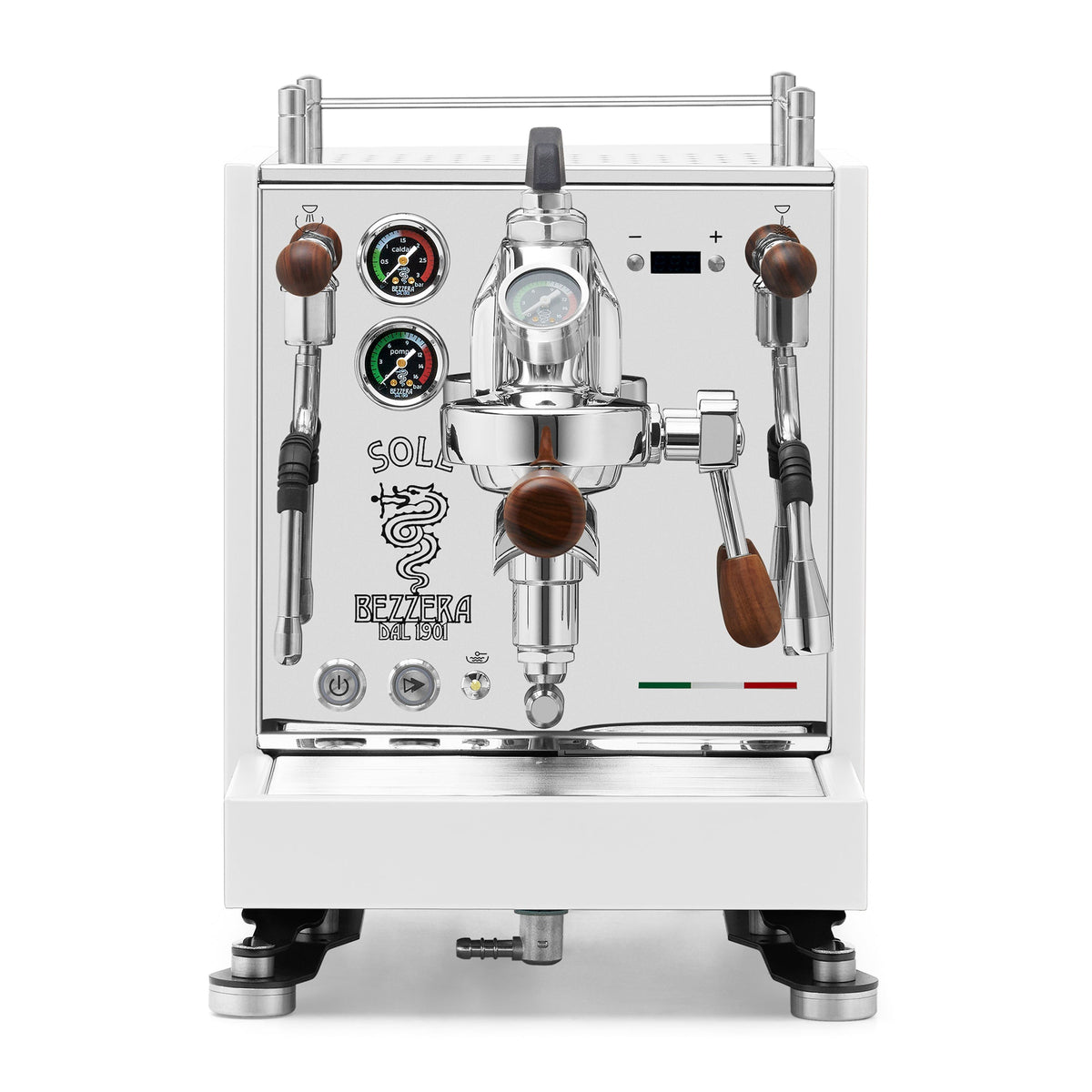 Bezzera SOLE Fast Heating Espresso Machine – Matte White / Rosewood / Flow Paddle