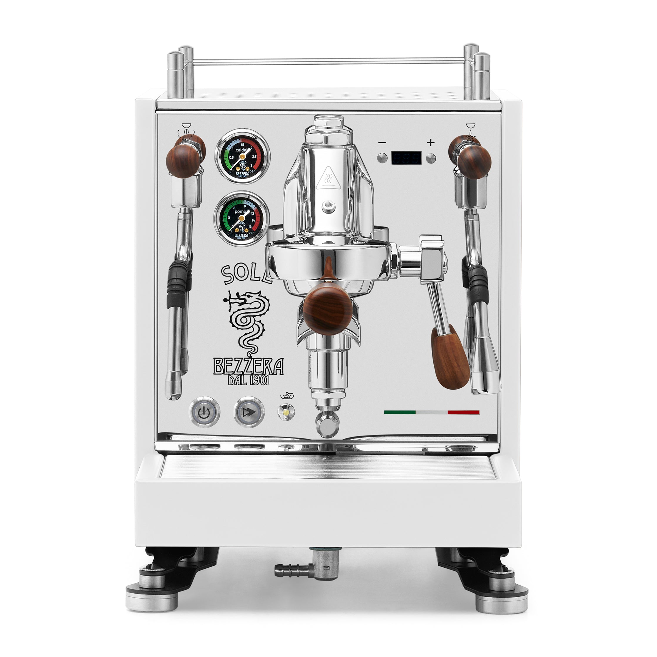 Bezzera SOLE Fast Heating Espresso Machine – Matte White / Rosewood / No Flow Control