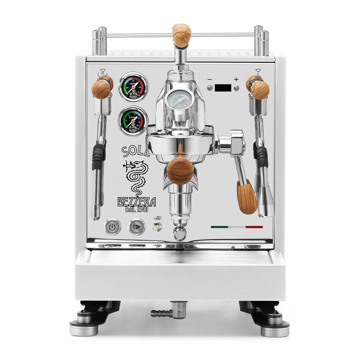 Bezzera SOLE Fast Heating Espresso Machine – Stainless Steel / Olive Wood / Flow Control