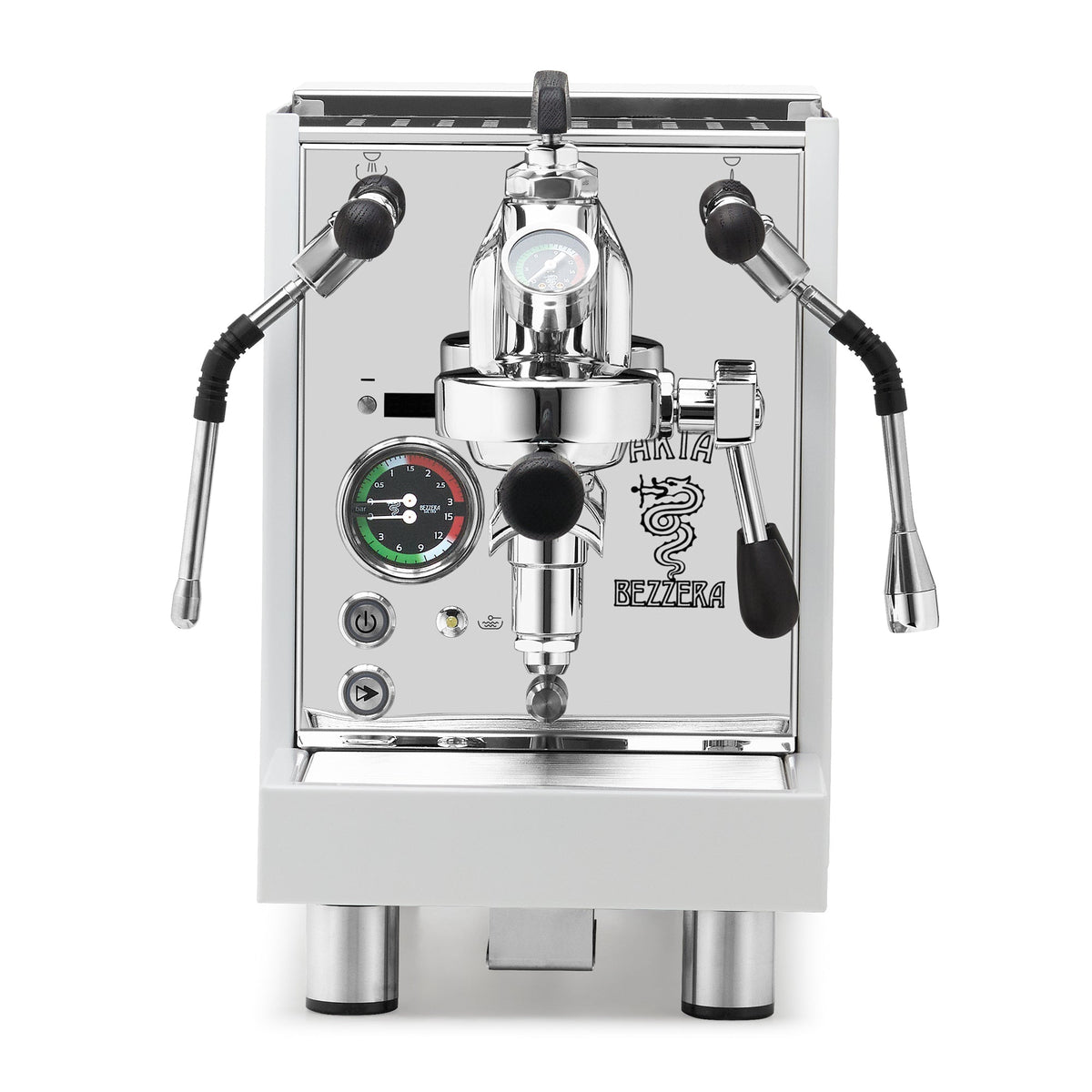 Bezzera Aria PID Fast Heating Espresso Machine – White / Blackened Oak / Flow Paddle
