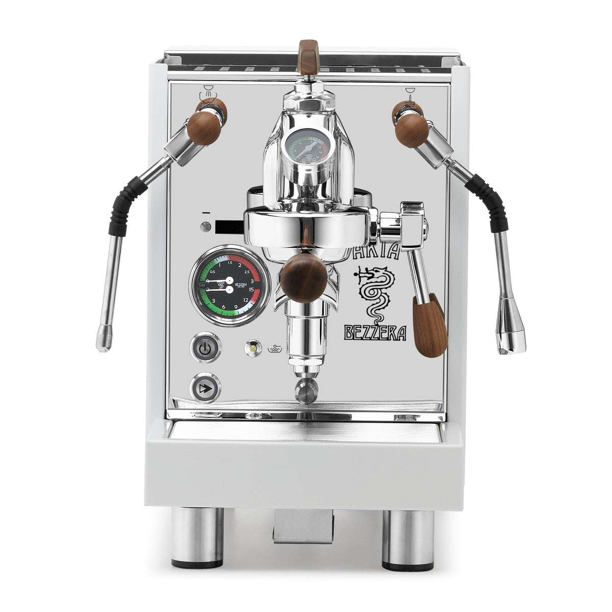 Bezzera Aria PID Fast Heating Espresso Machine – White / Walnut / Flow Paddle