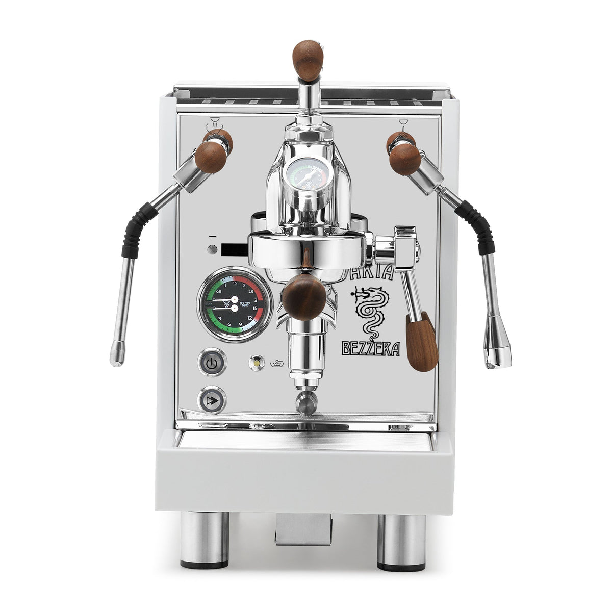 Bezzera Aria PID Fast Heating Espresso Machine – White / Walnut / Flow Control