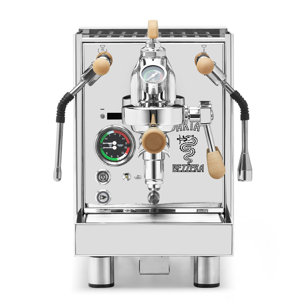 Bezzera Aria PID Fast Heating Espresso Machine – Stainless Steel / Tiger Maple / Flow Paddle