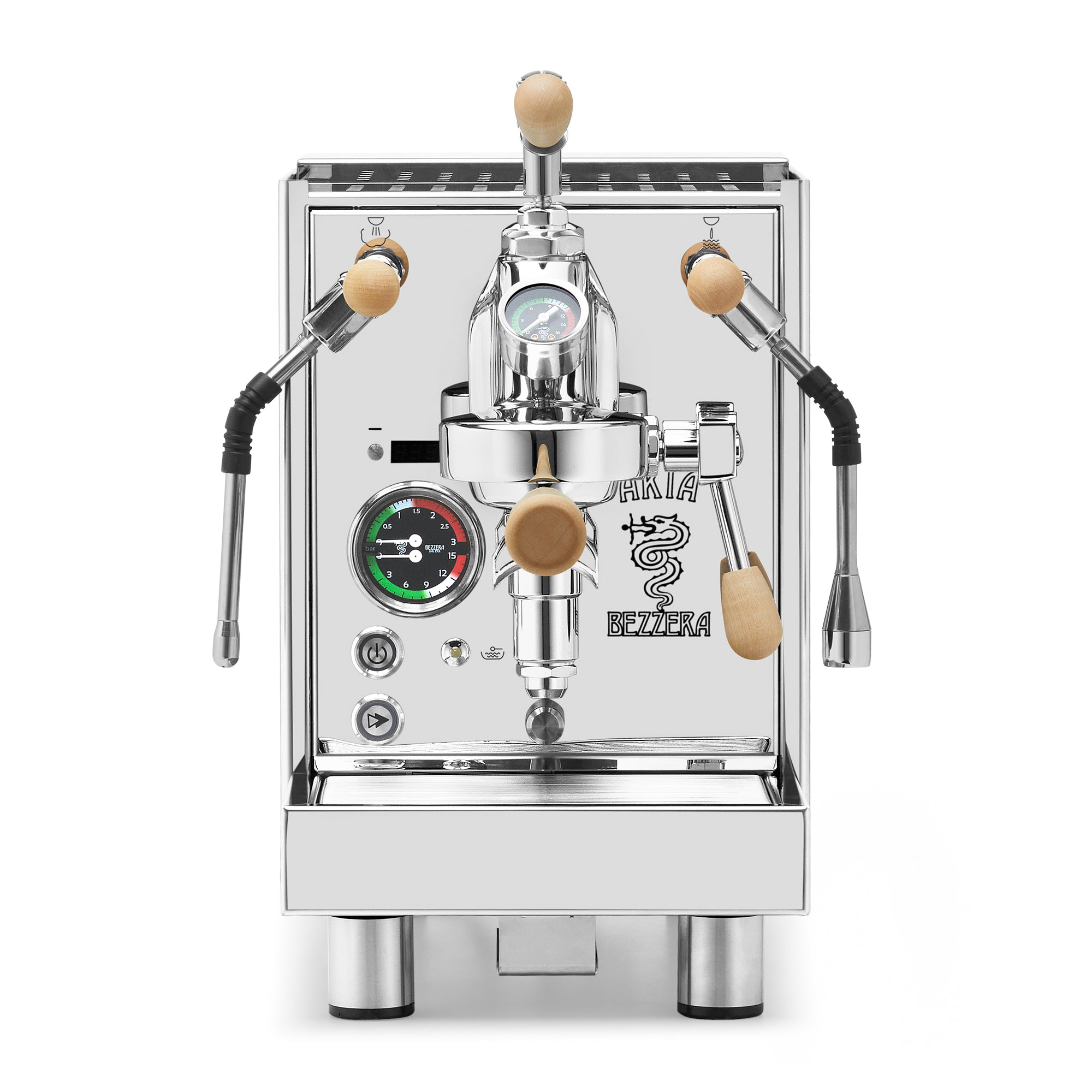 Bezzera Aria PID Fast Heating Espresso Machine – Stainless Steel / Tiger Maple / Flow Control