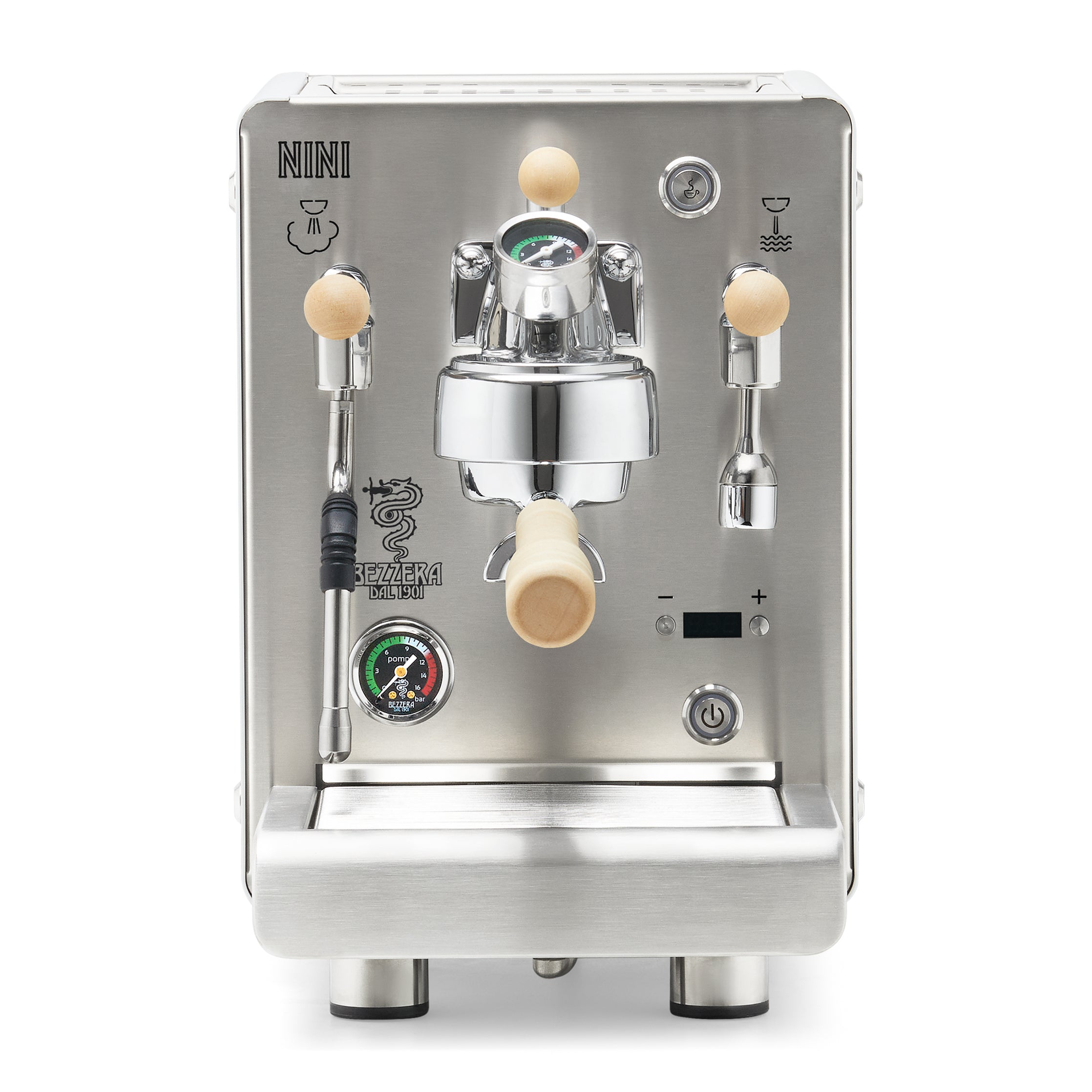 Bezzera NINI PM PID – White / Flow Control / Tiger Maple
