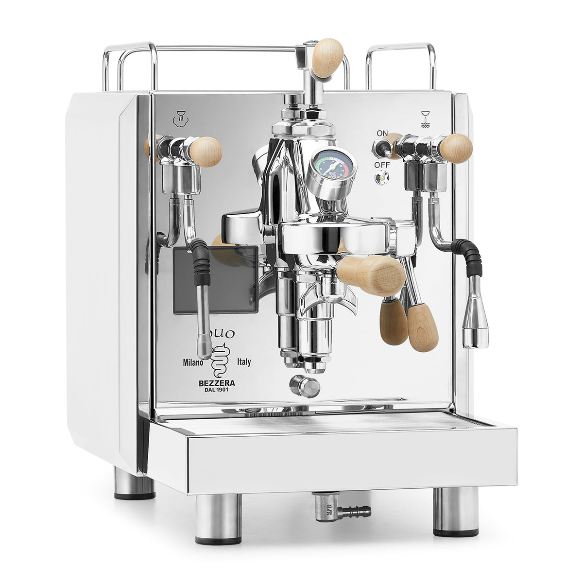 Bezzera DUO MN Espresso Machine – Stainless Steel / Flow Control / Tiger Maple