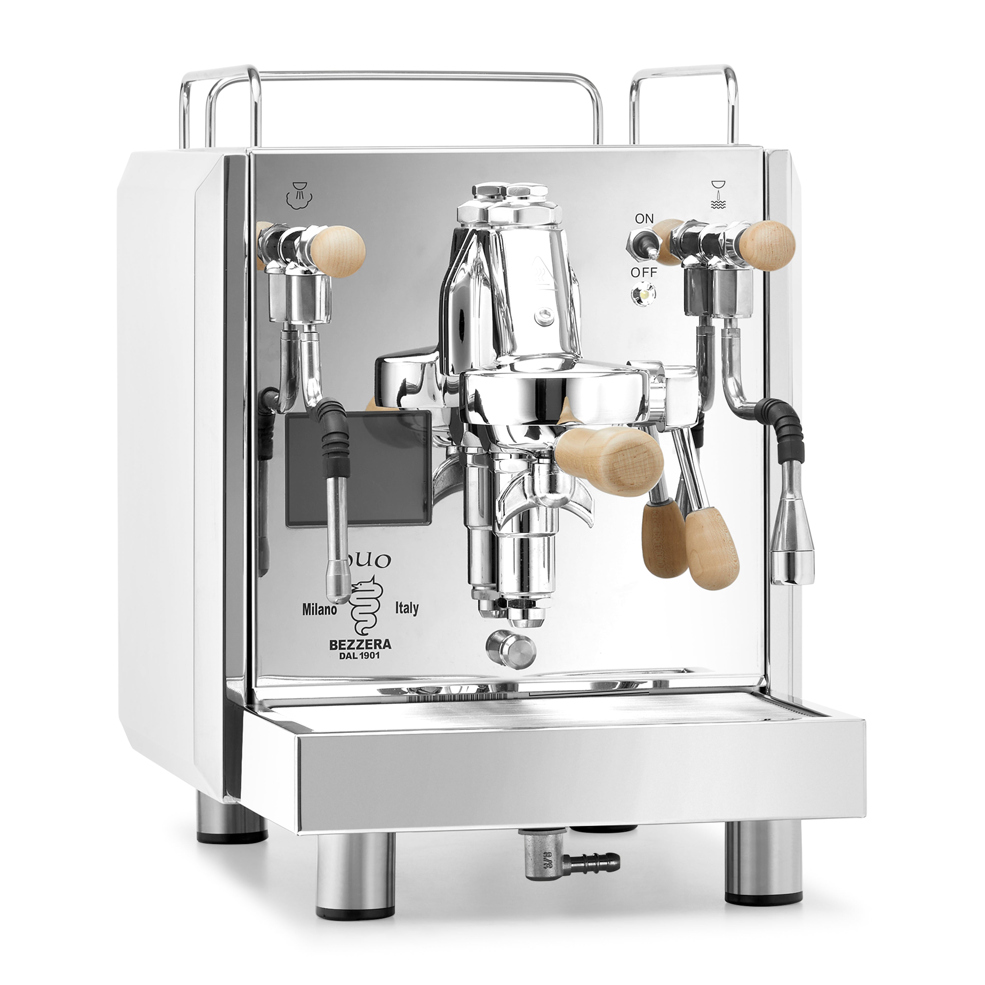 Bezzera DUO MN Espresso Machine – Stainless Steel / No Flow Control / Tiger Maple