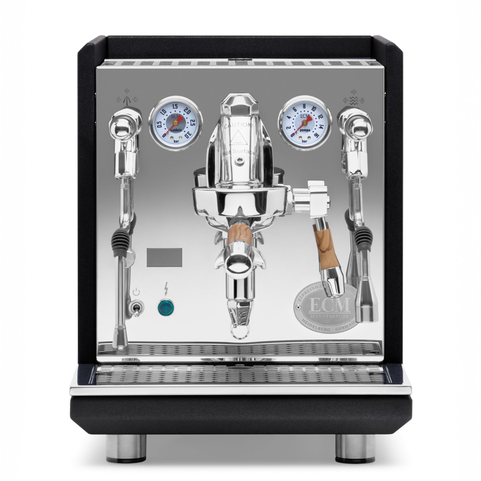 ECM Synchronika II Espresso Machine – Anthracite Panels and Olive Wood / No Flow Control