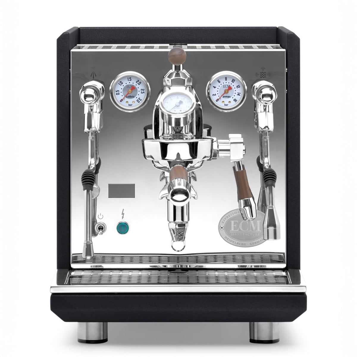 ECM Synchronika II Espresso Machine – Anthracite Panels and Walnut / Flow Control