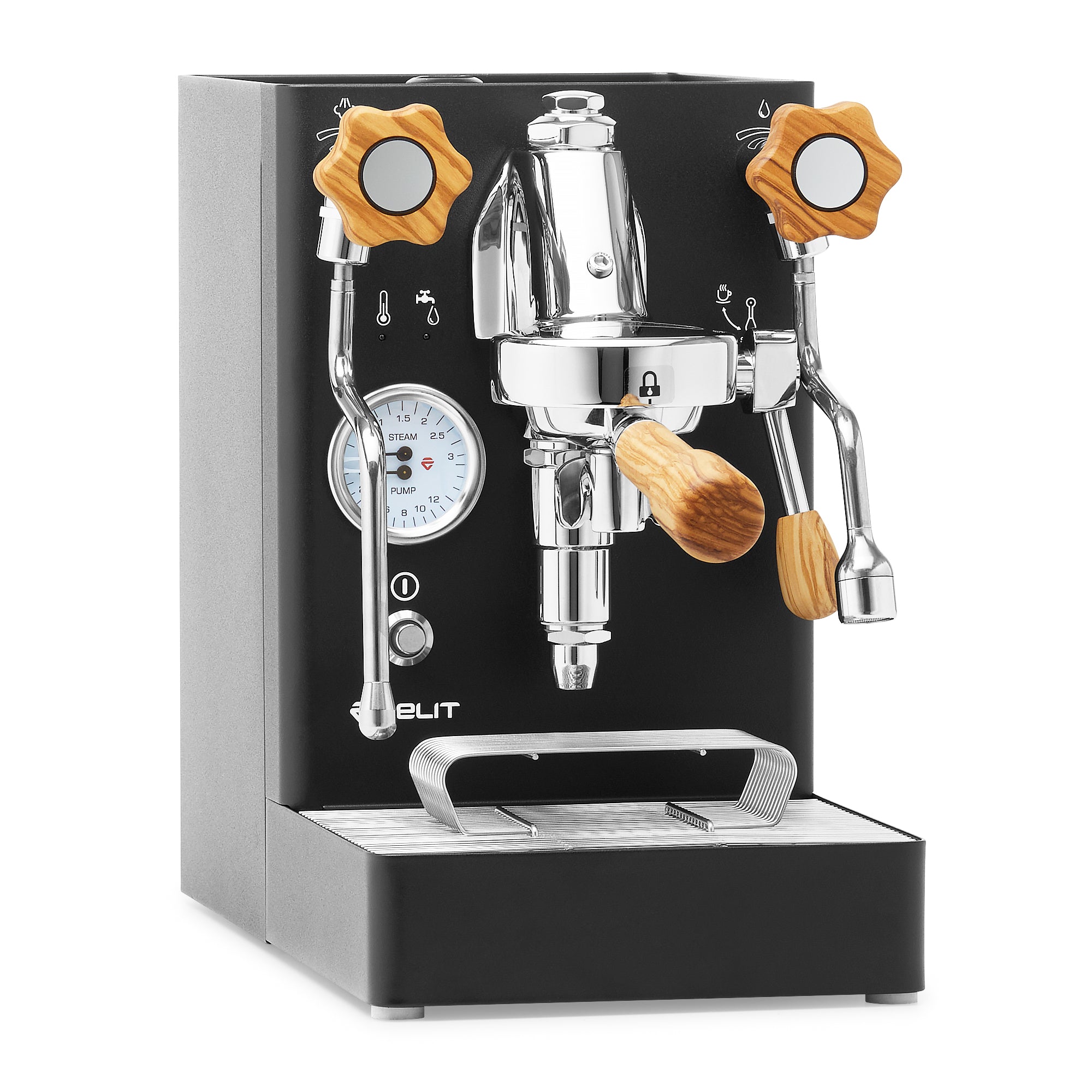 Lelit Mara X Heat Exchanger Espresso Machine – Black / Olive Wood / No Flow Control