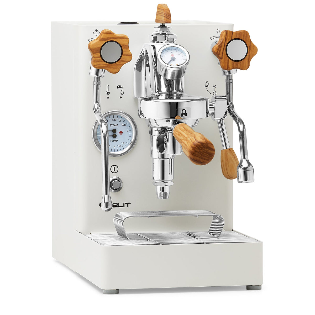 Lelit Mara X Heat Exchanger Espresso Machine – White / Olive Wood / Flow Paddle