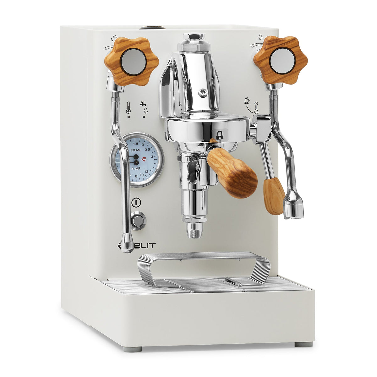 Lelit Mara X Heat Exchanger Espresso Machine – White / Olive Wood / No Flow Control