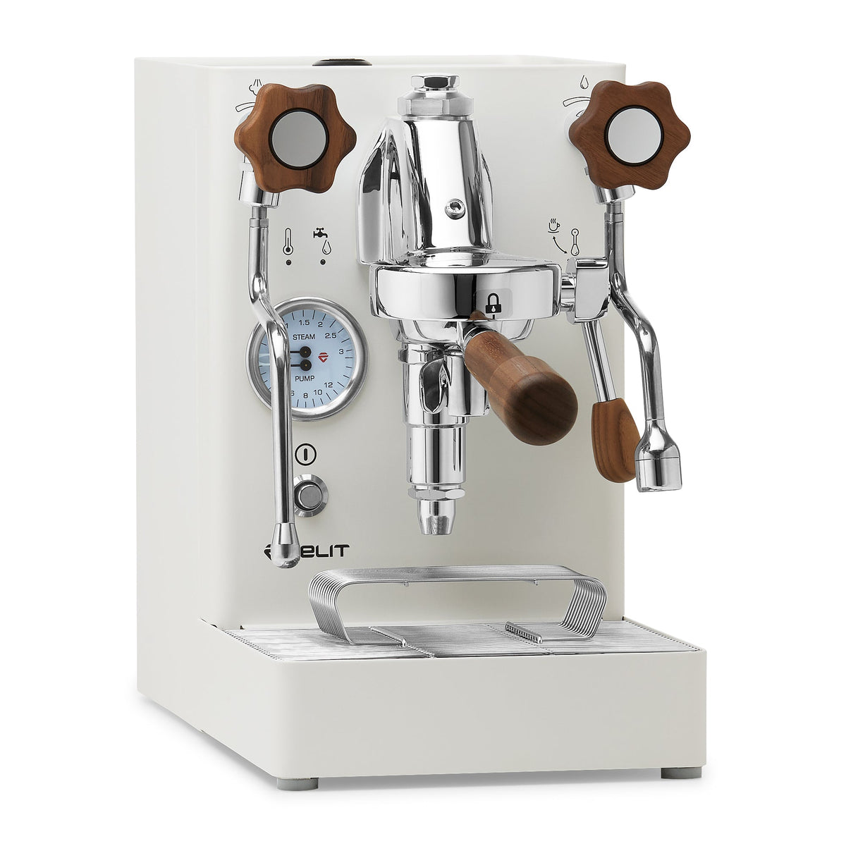 Lelit Mara X Heat Exchanger Espresso Machine – White / Walnut / No Flow Control