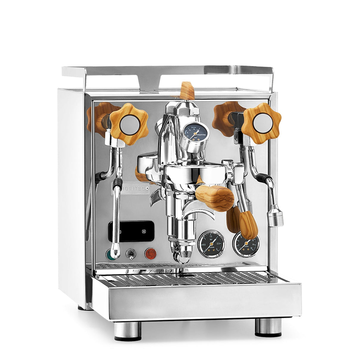 Profitec Pro 500 PID Espresso Machine – Stainless Steel / Olive Wood / Flow Control