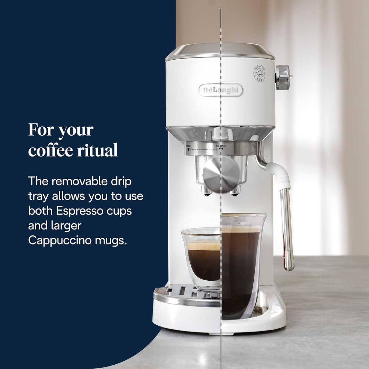 DeLonghi EC890.W Dedica Duo Manual Espresso Coffee Machine with Milk Frother White – image 7 of 8