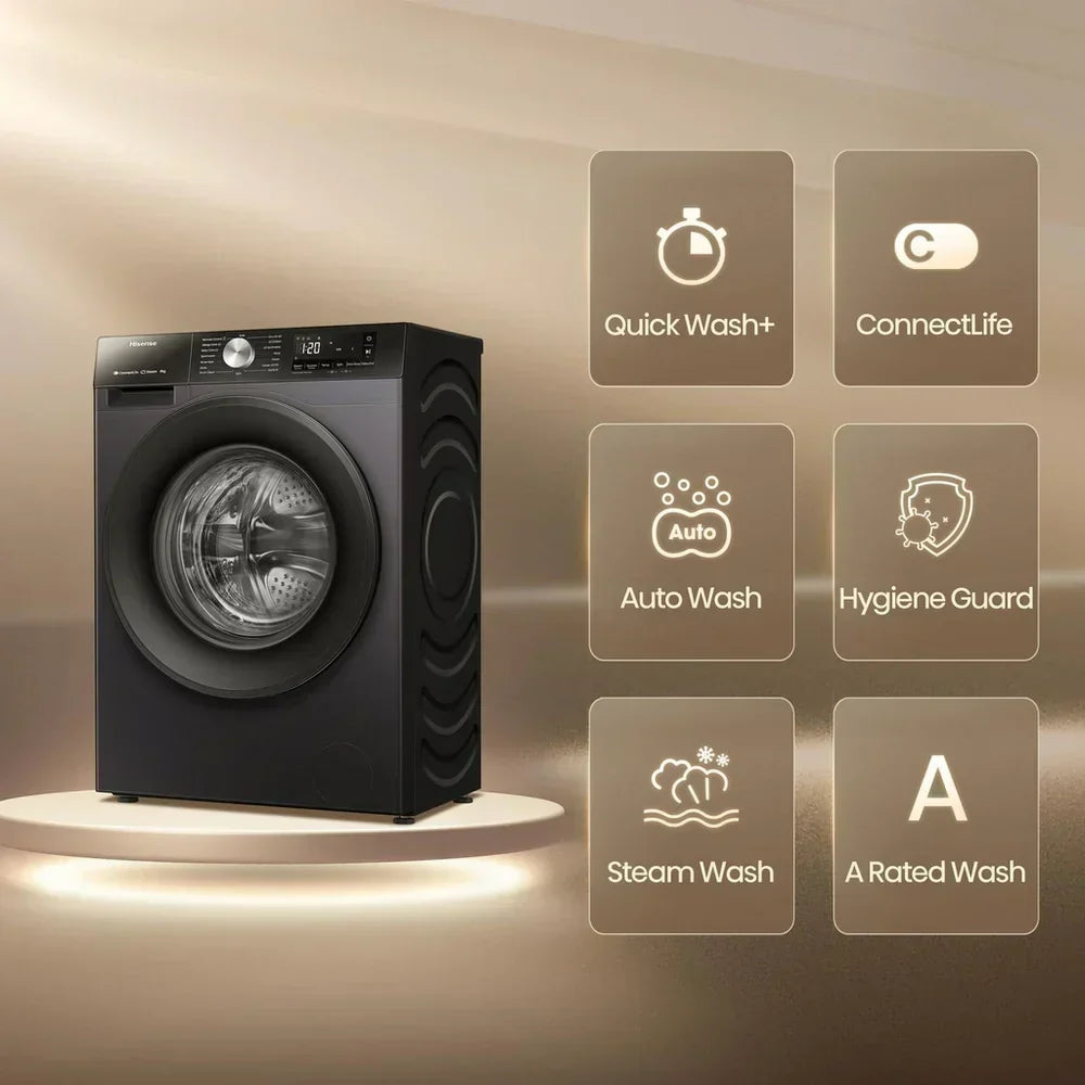 Hisense 3S Series WF3S8043BB3 WiFi-enabled 8kg 1400 Spin Washing Machine Black - A Rated – image 2 of 15
