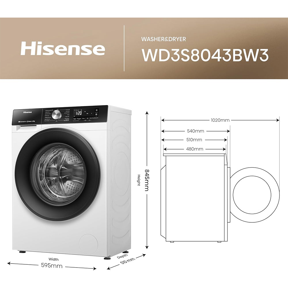 Hisense WD3S8043BW3 3S Series 8+5kg 1400 Spin WiFi-enabled Washer Dryer White – image 12 of 14